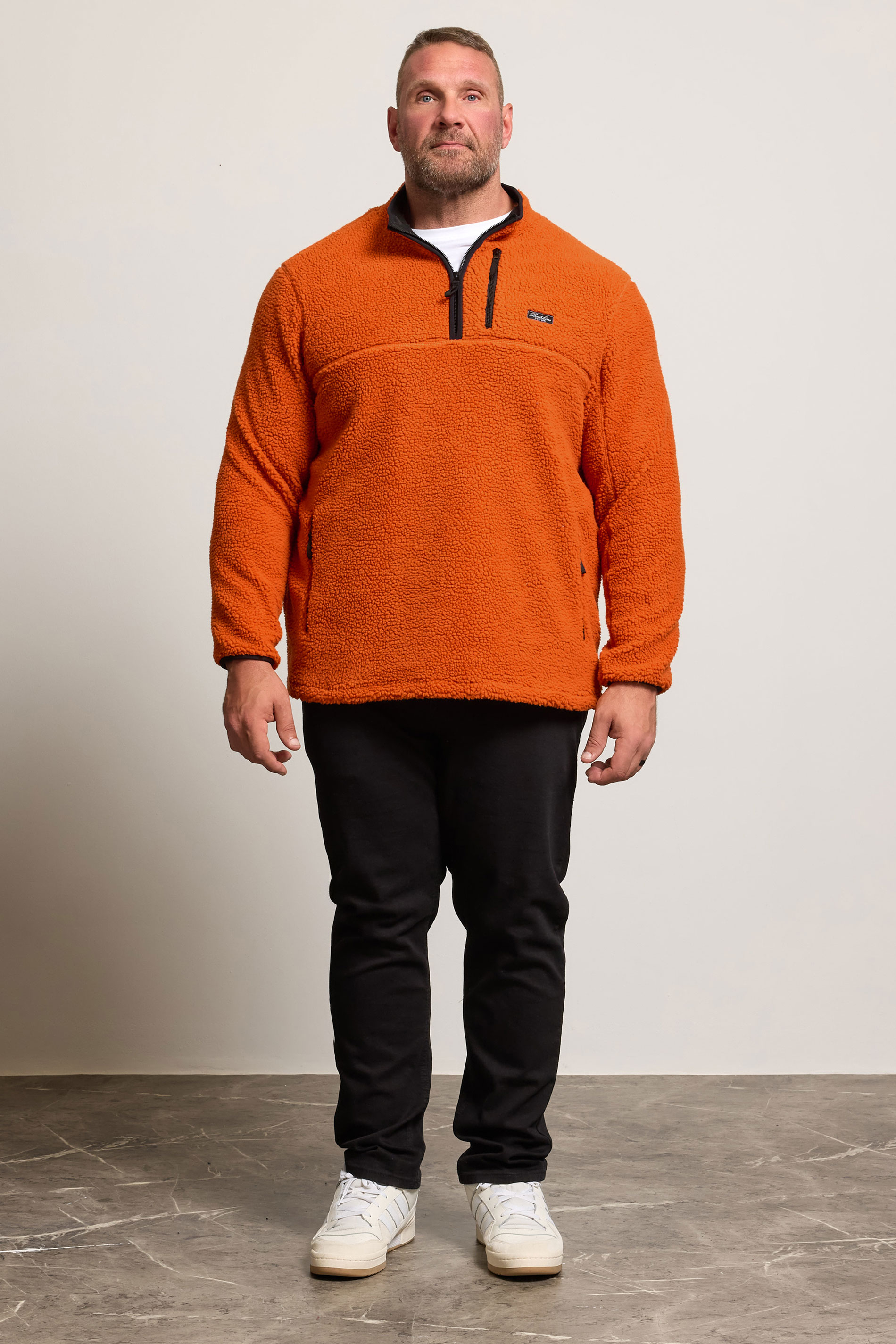 BadRhino Big & Tall Orange Sherpa Quarter Zip Fleece | BadRhino 1