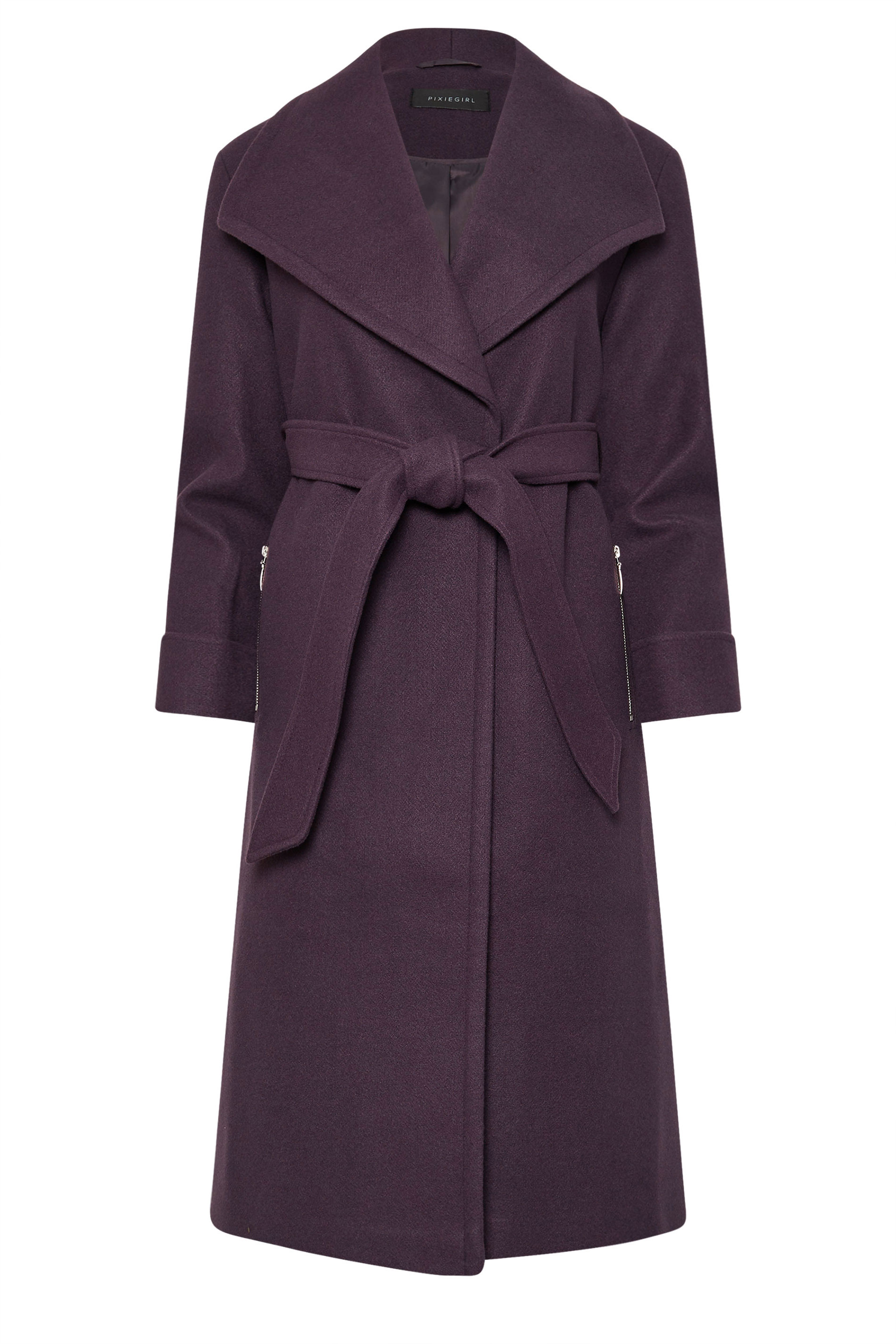 PixieGirl Petite Women's Purple Belted Wrap Coat | PixieGirl 5