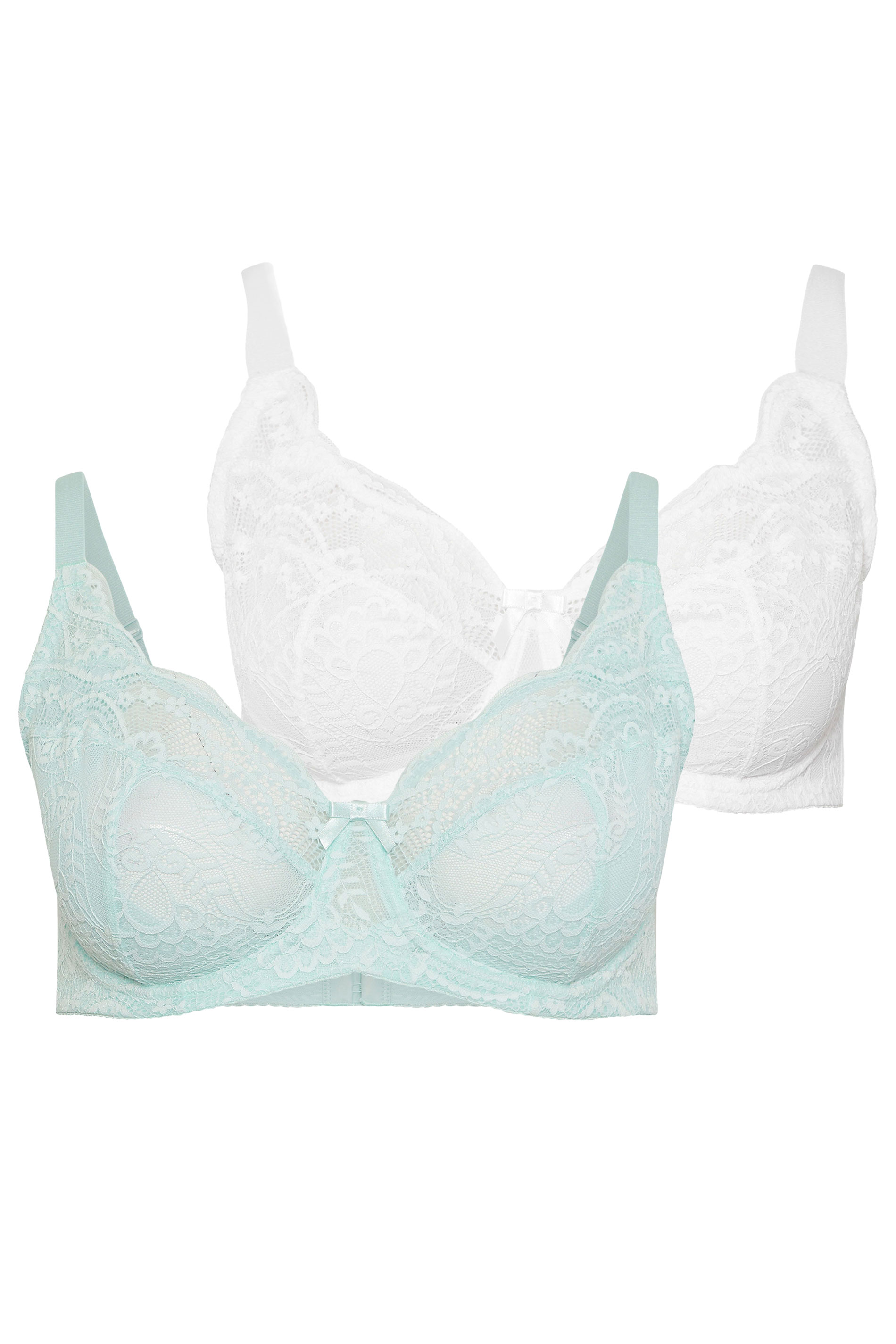 YOURSET 2 PACK Plus Size Mint Green & White Swirl Lace Bras | Yours Clothing 8