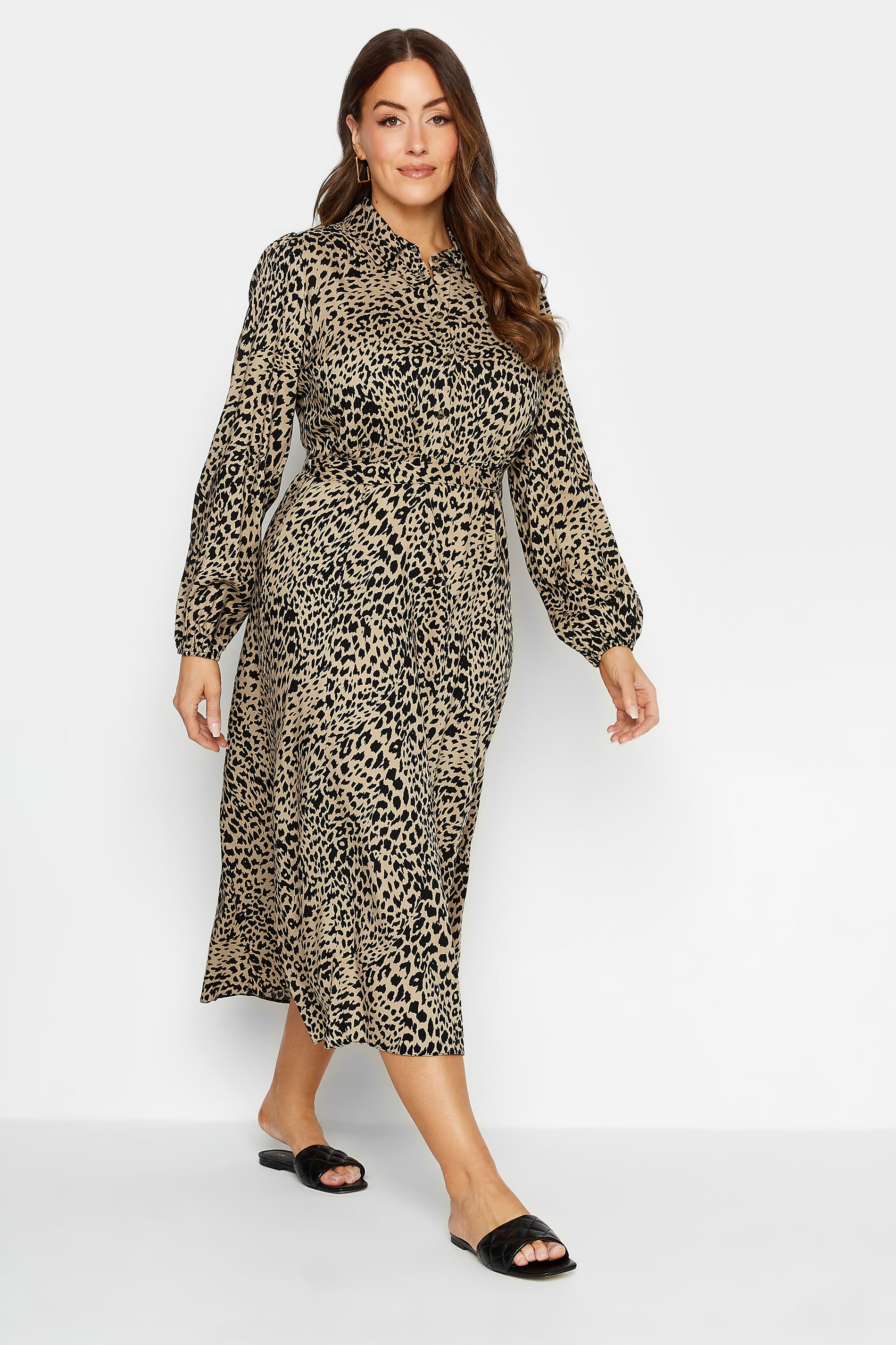 M&Co Brown Leopard Print Midaxi Shirt Dress | M&Co 1