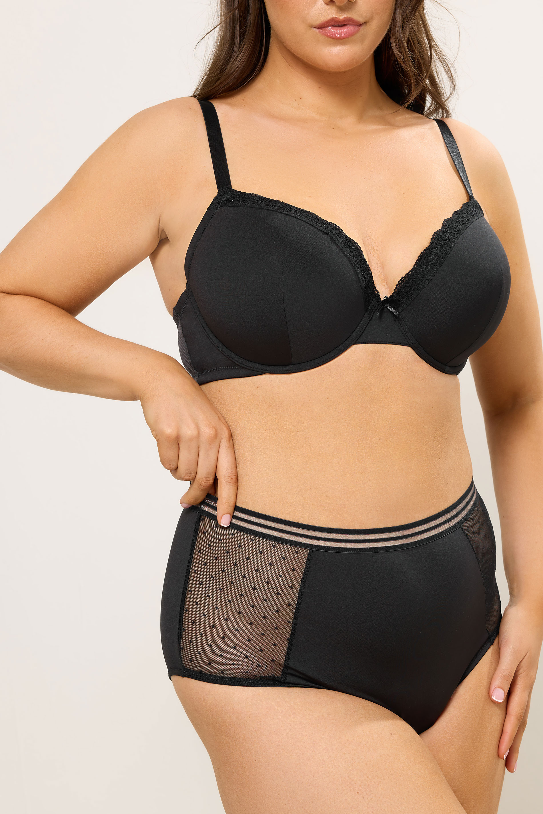 YOURS Plus Size Black Dobby Lace Full Brief | Yours Clothing 3