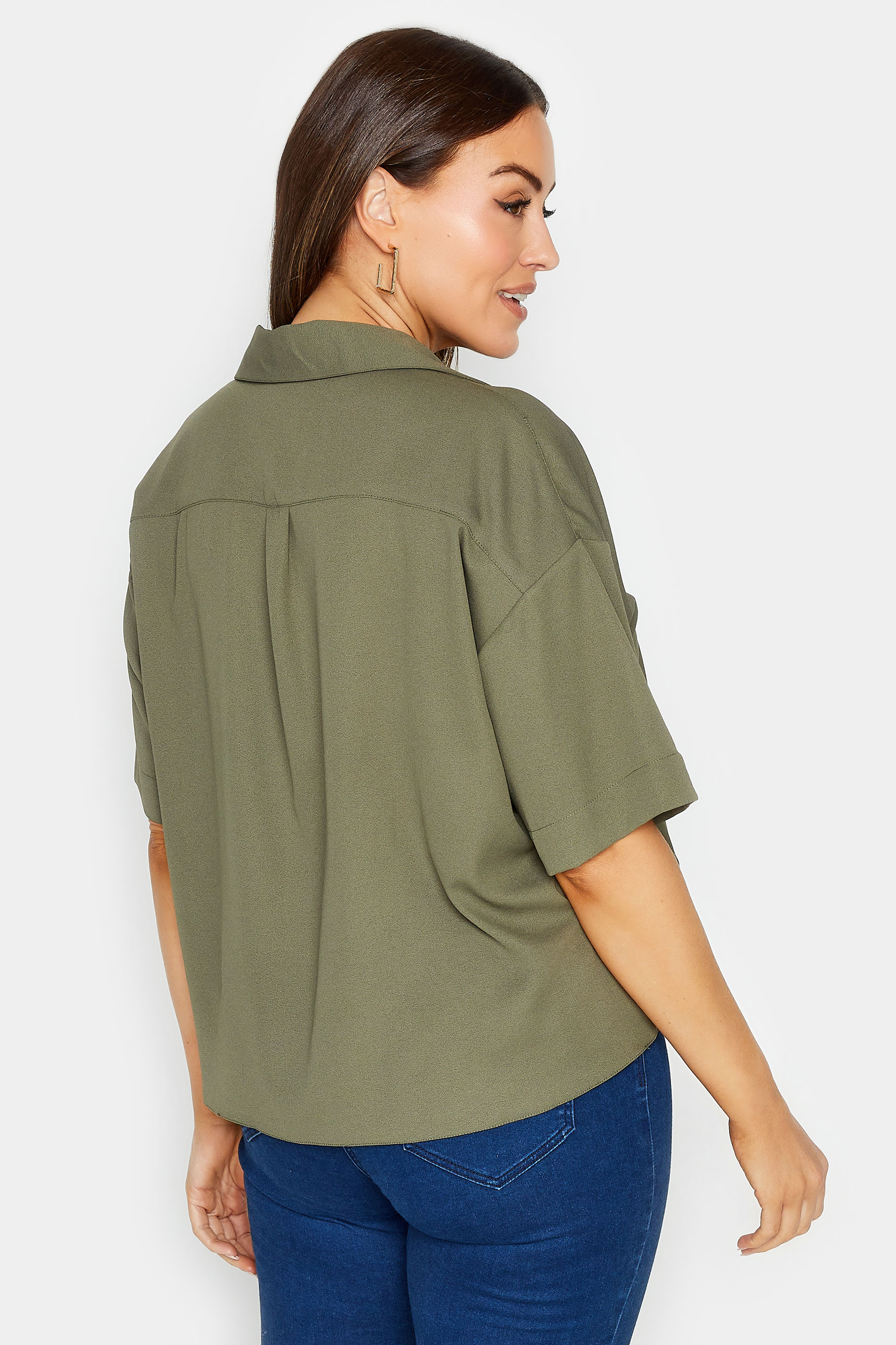 M&Co Khaki Green V-Neck Wrap Blouse | M&Co 3