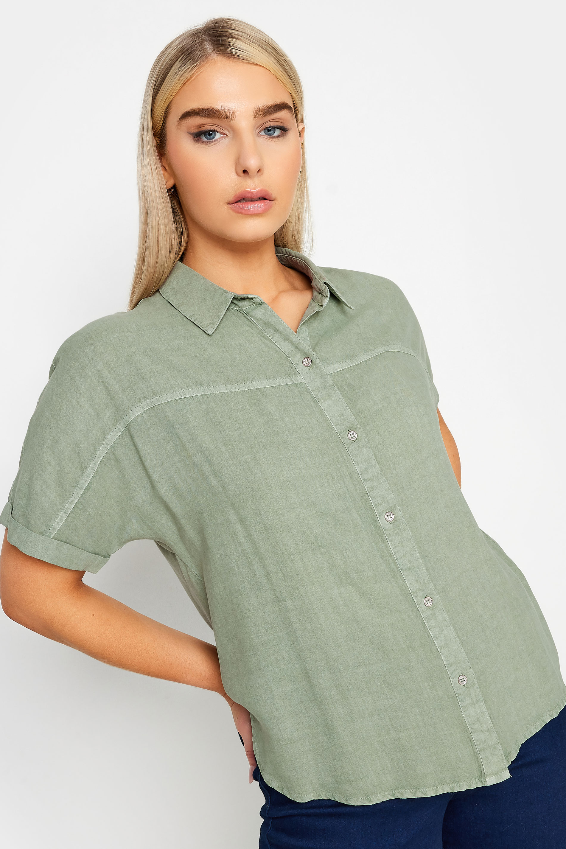 M&Co Sage Green Short Sleeve Shirt | M&Co 1