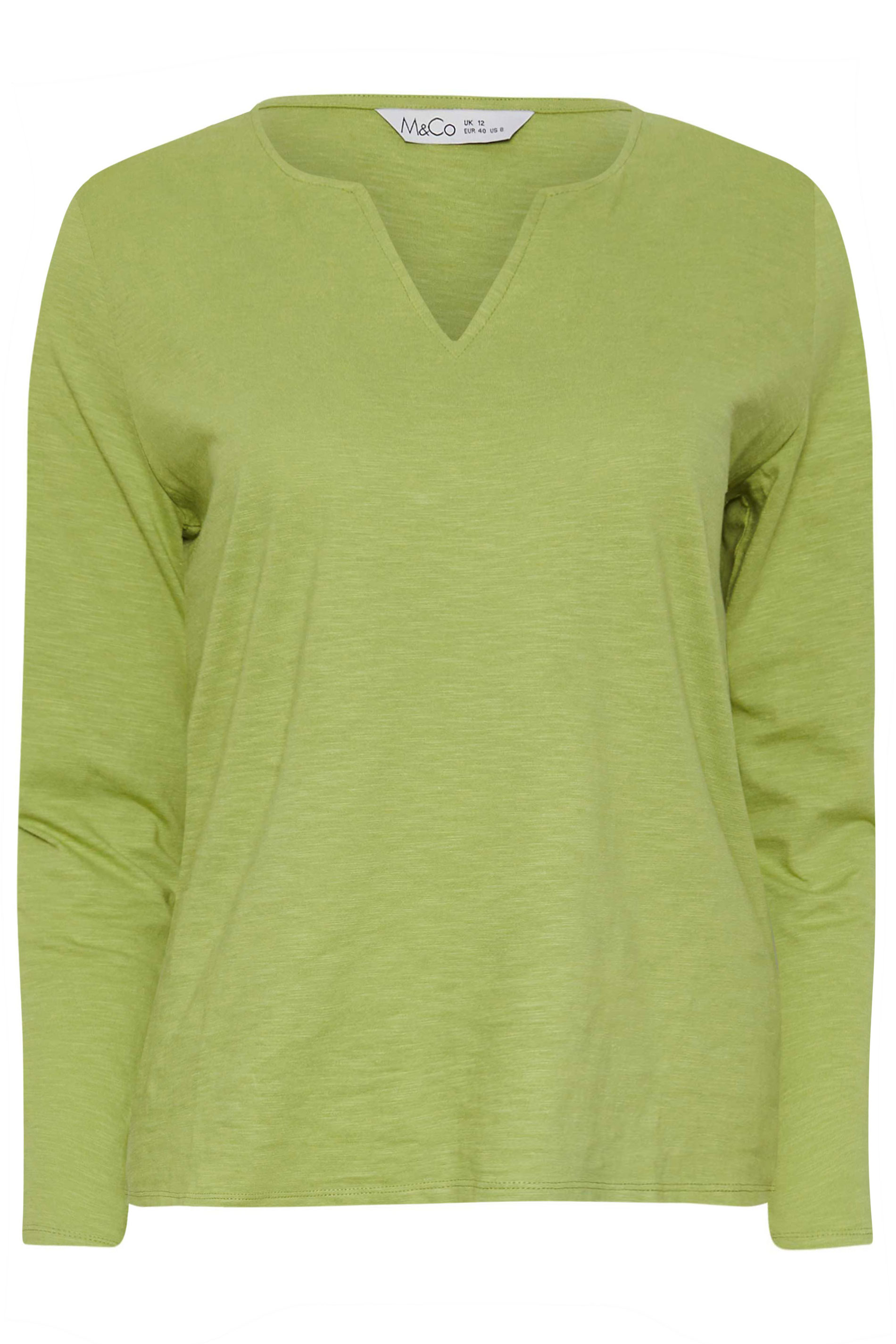 M&Co 2 Pack Light Green & Floral Print Cotton Notch Neck T-Shirts | M&Co 8