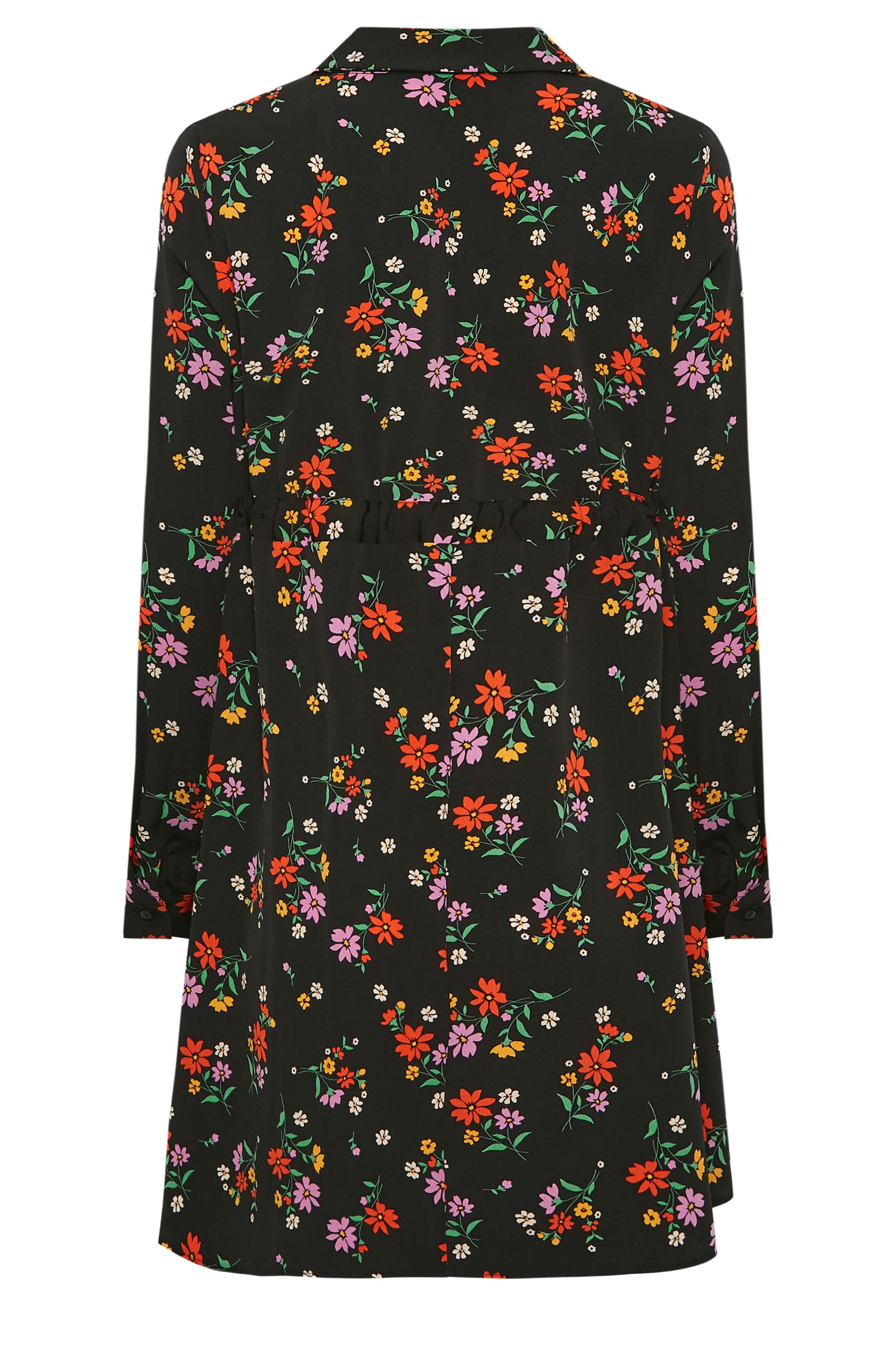 M&Co Black Floral Print Tie Waist Tunic Shirt | M&Co