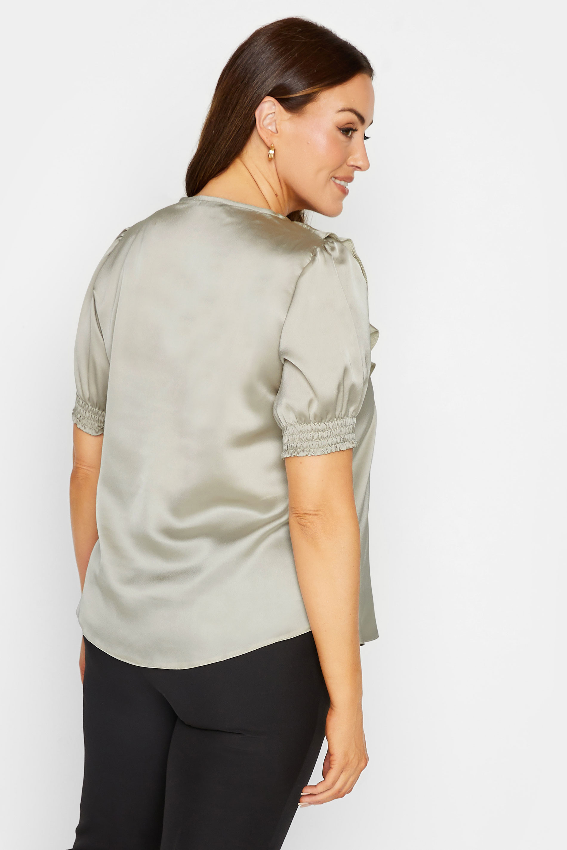 M&Co Gold Frill Front Satin Blouse | M&Co 3