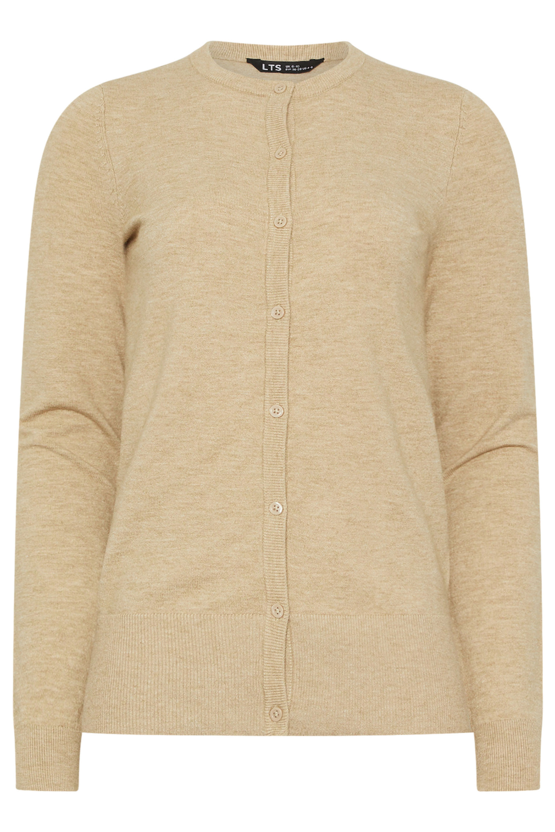 LTS Tall Neutral Brown Crew Neck Button Cardigan | Long Tall Sally 6