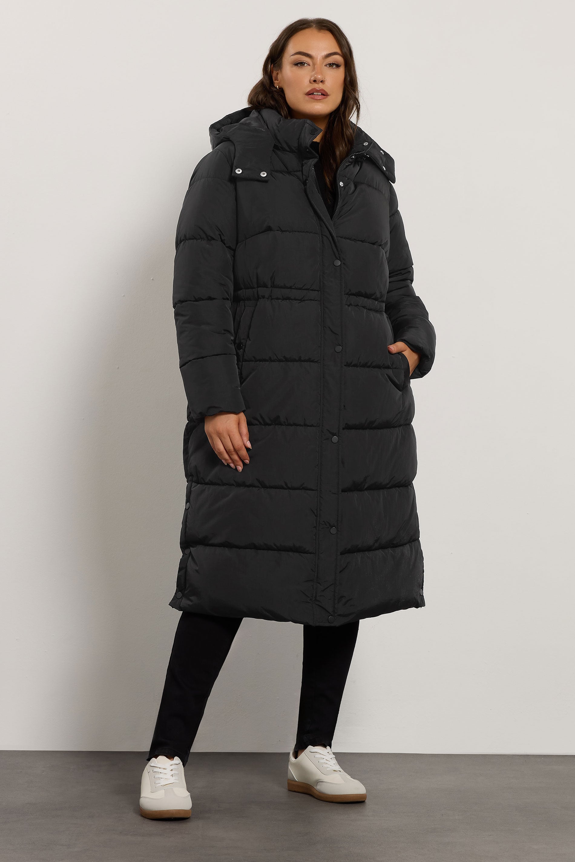 EVANS Curve Black Maxi Puffer Coat | Evans 1
