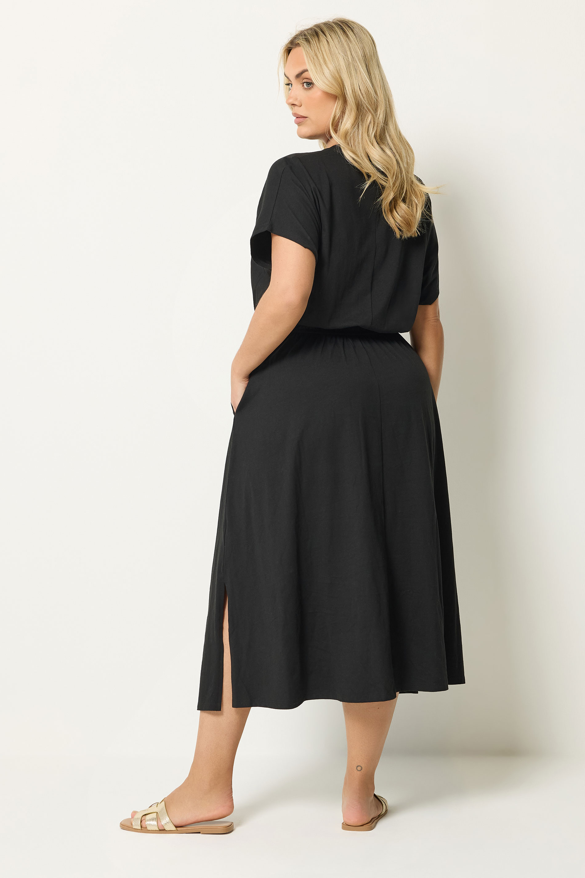 YOURS Plus Size Black Elasticated Waist Maxi Dress | Yours Clothing 2