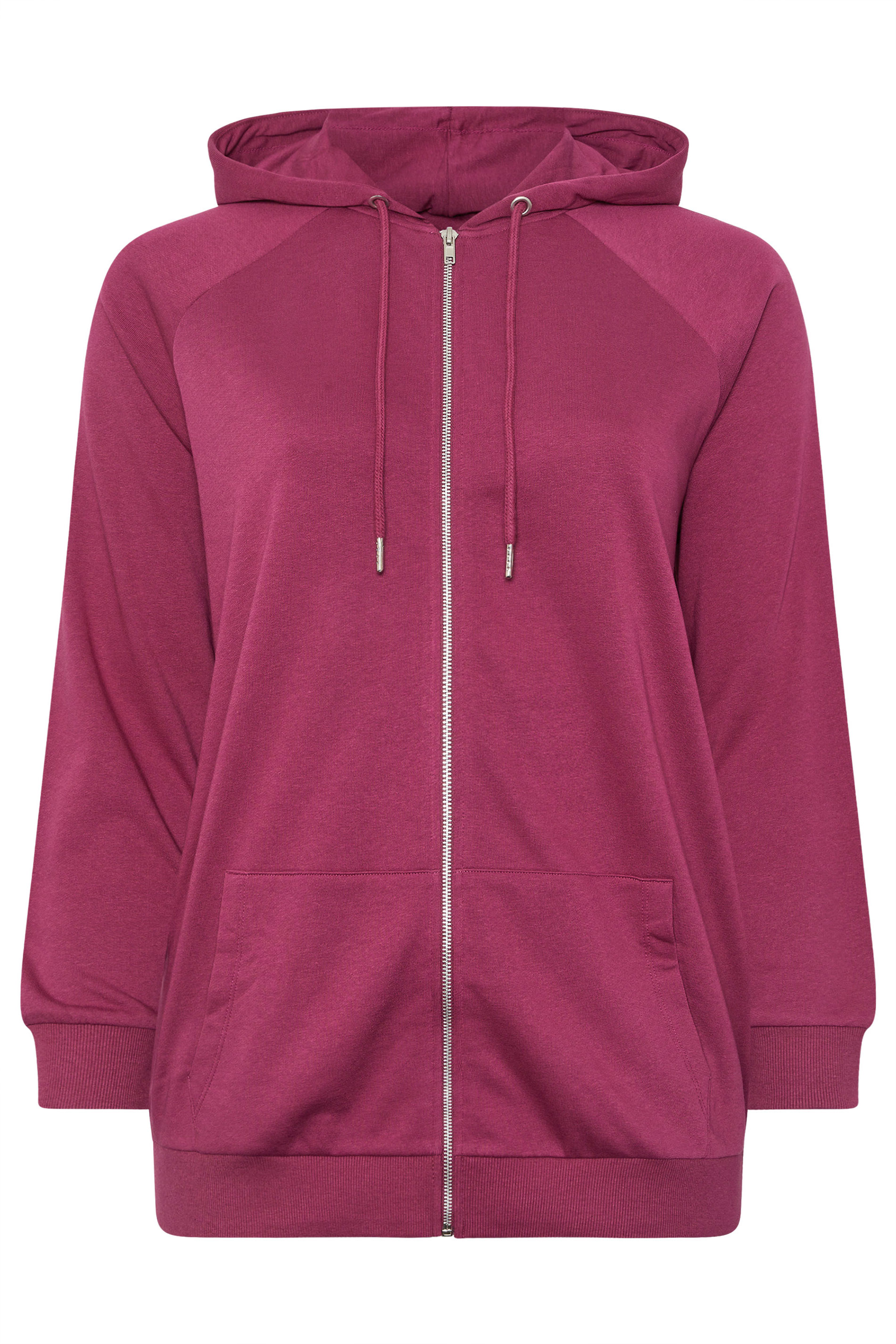 YOURS Plus Size Burgundy Red Zip Through Hoodie | Yours Clothing 5