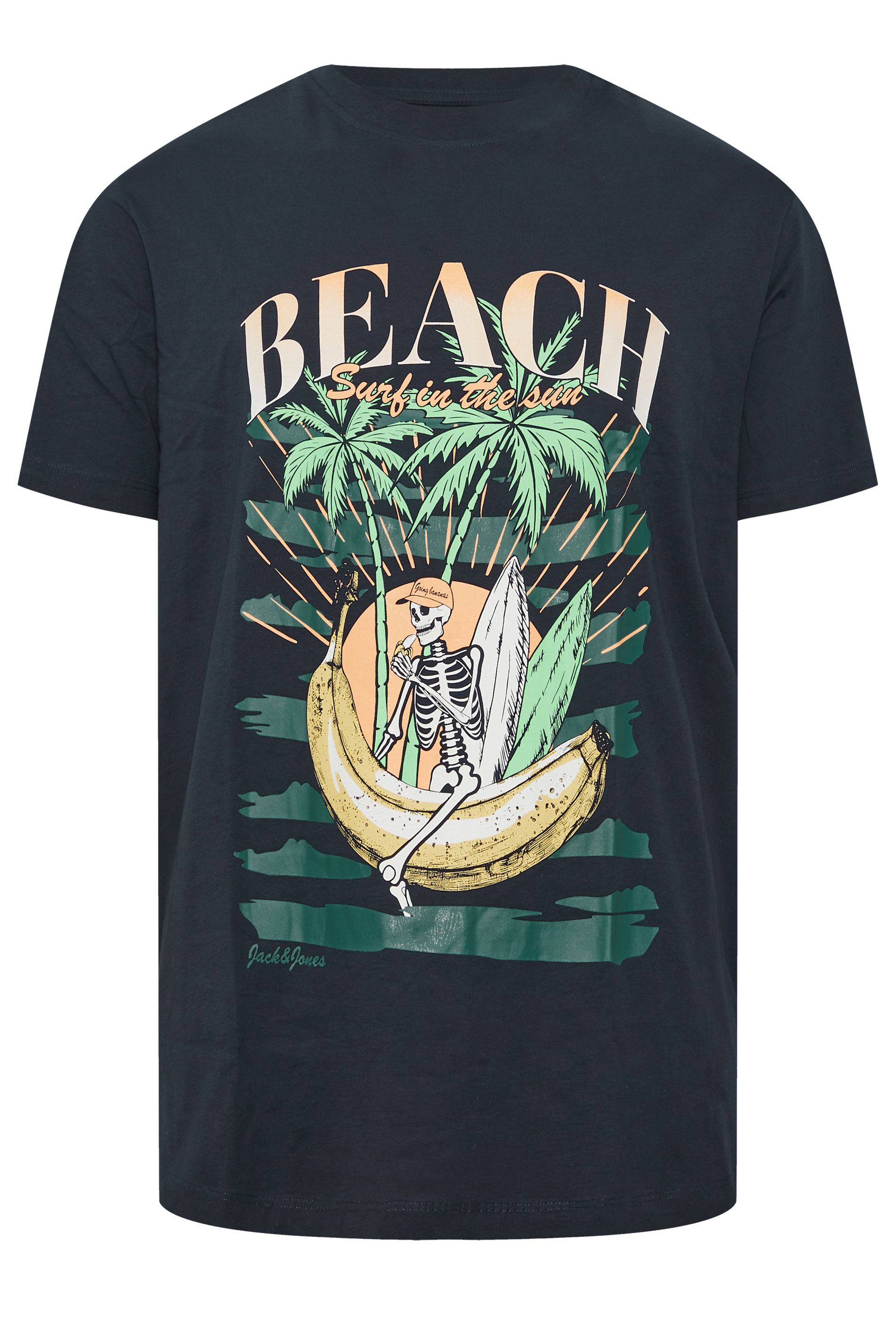 JACK & JONES Navy Blue 'Beach' Graphic Print T-Shirt | BadRhino 2