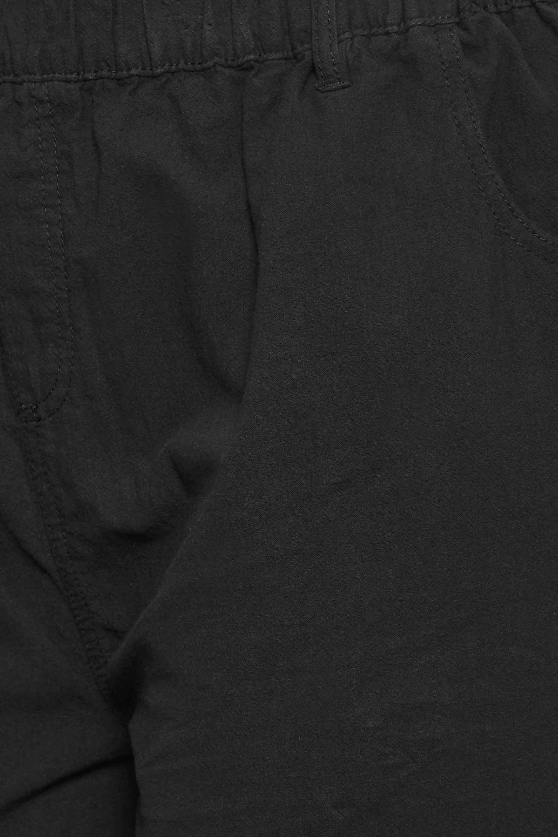 YOURS Plus Size Black Cool Cotton Wide Leg Trousers | Yours Clothing 4