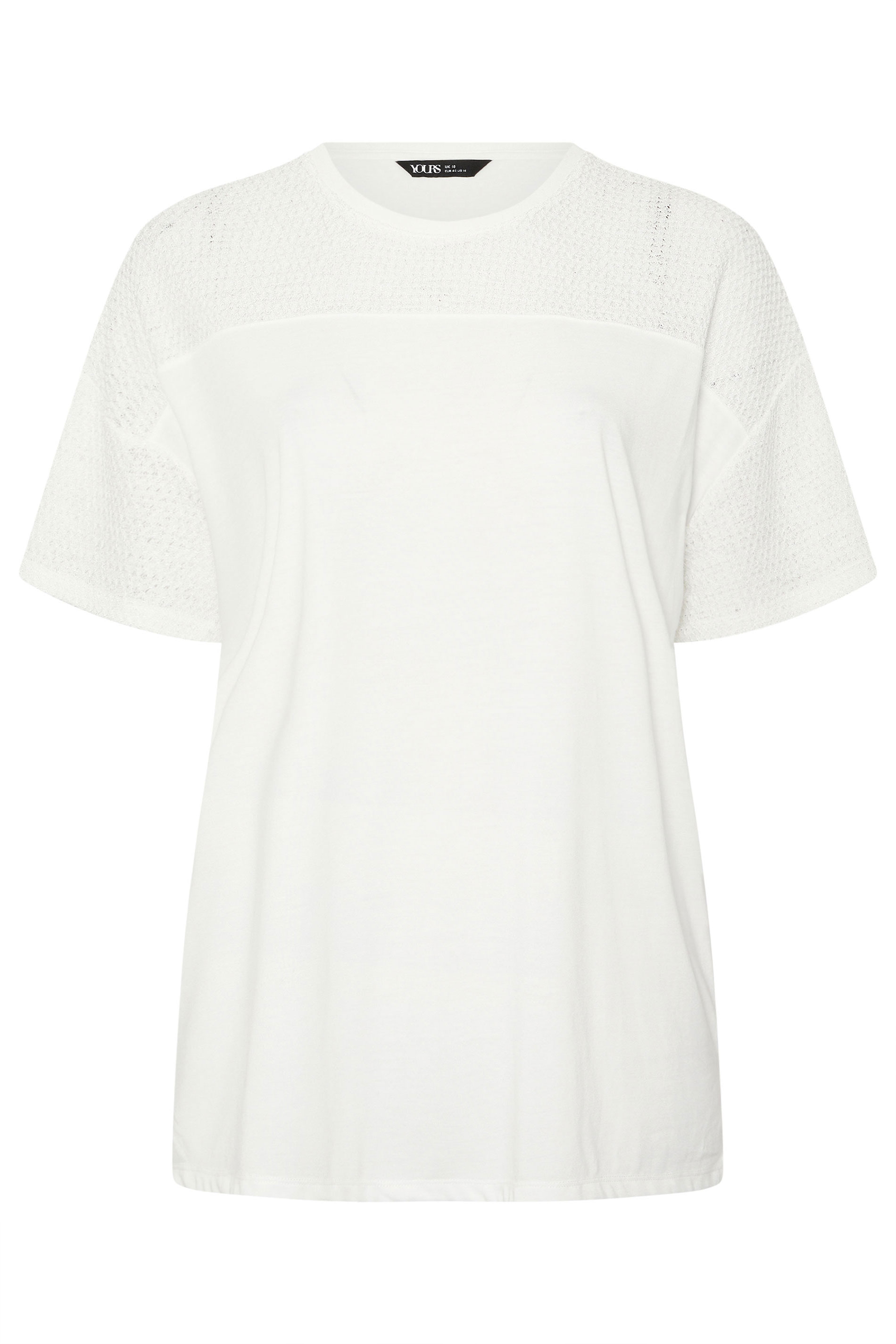YOURS Plus Size White Woven Panel Oversized T-Shirt | Yours Clothing 5