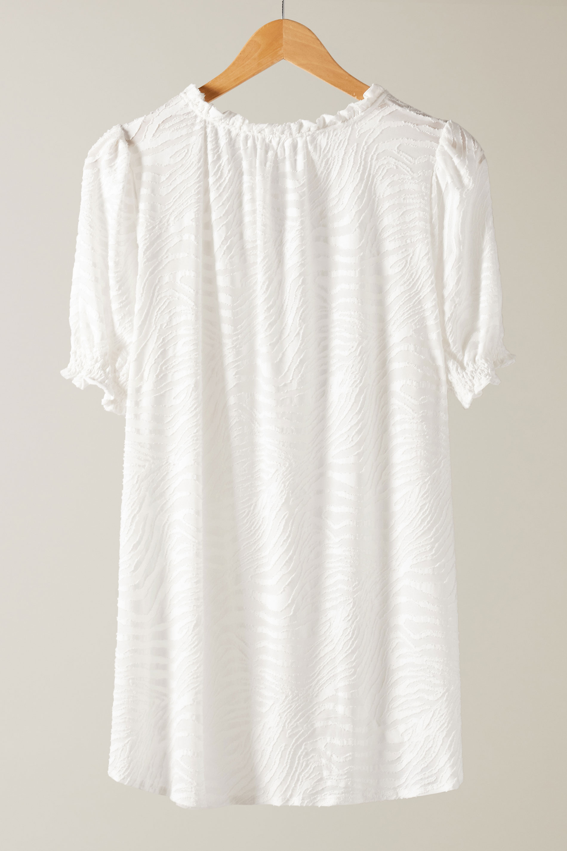 EVANS Plus Size White Burnout Print Tie Neck Blouse | Evans 7