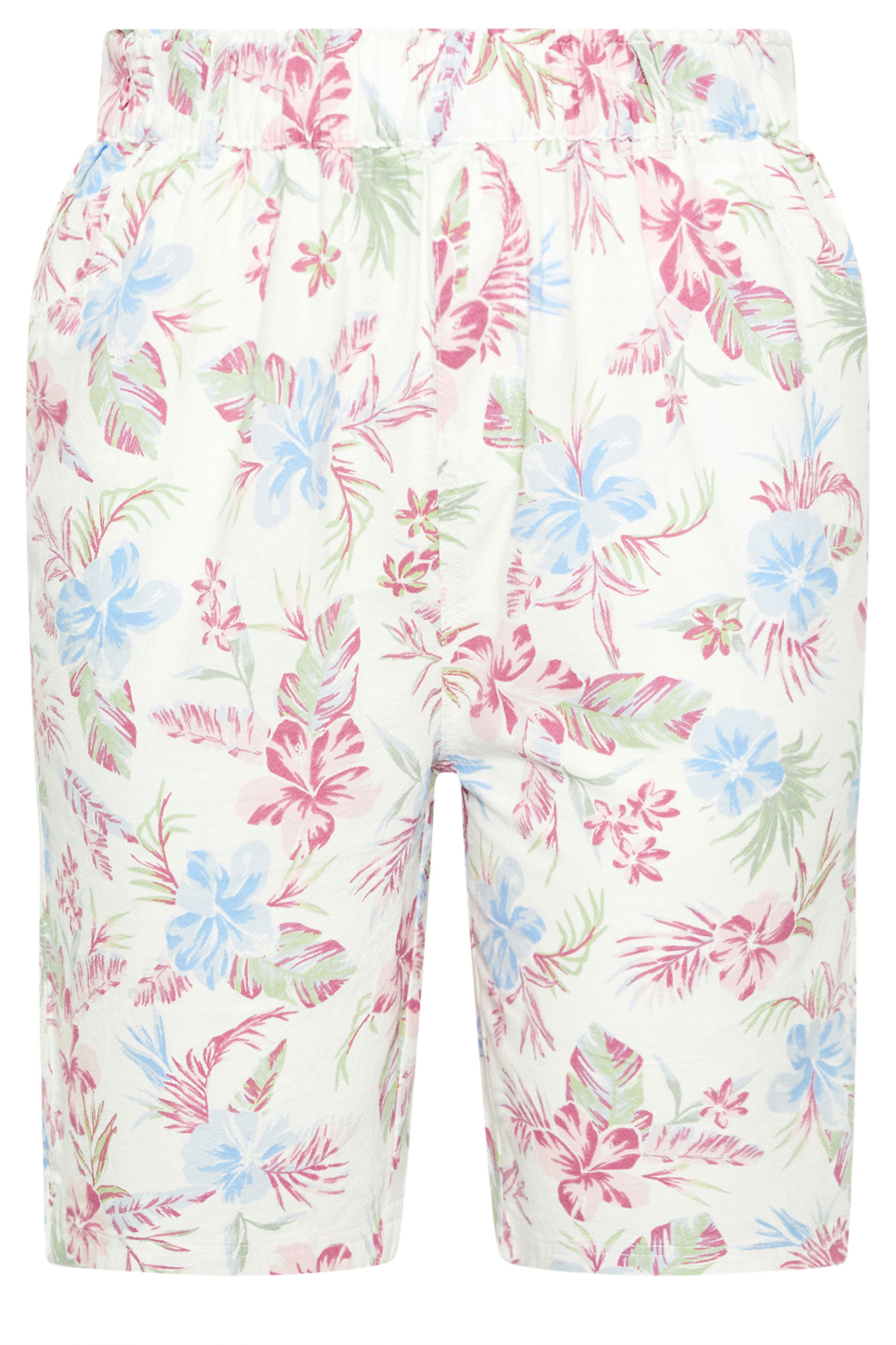 YOURS Plus Size White Tropical Cool Cotton Shorts | Yours Clothing 5