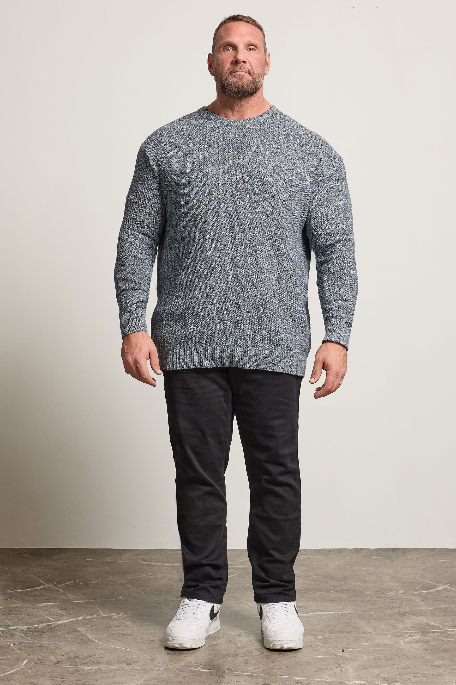 BadRhino Big & Tall Blue Crew Neck Knitted Jumper | BadRhino 1