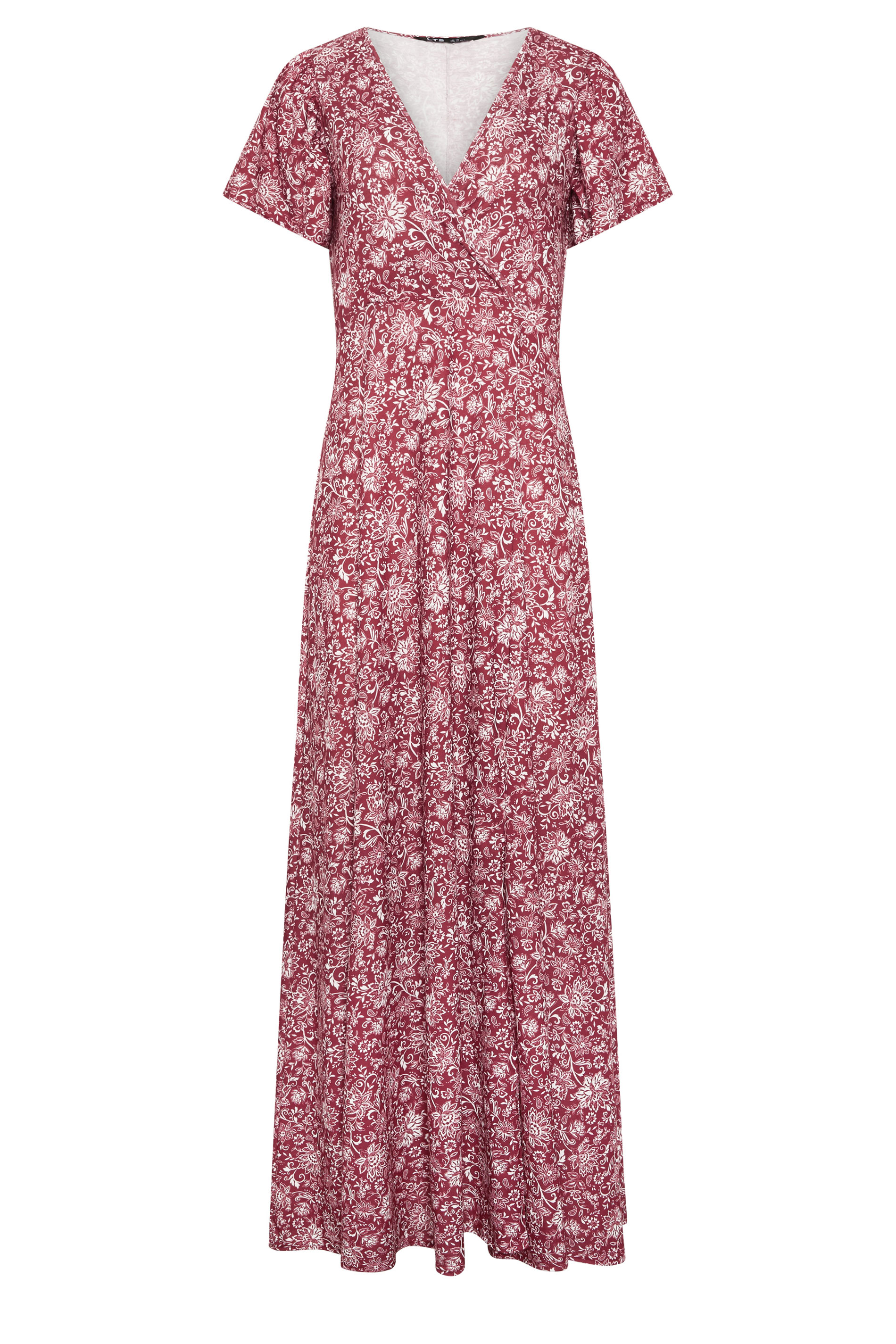LTS Tall Women's Burgundy Red Paisley Wrap Maxi Dress | Long Tall Sally 6