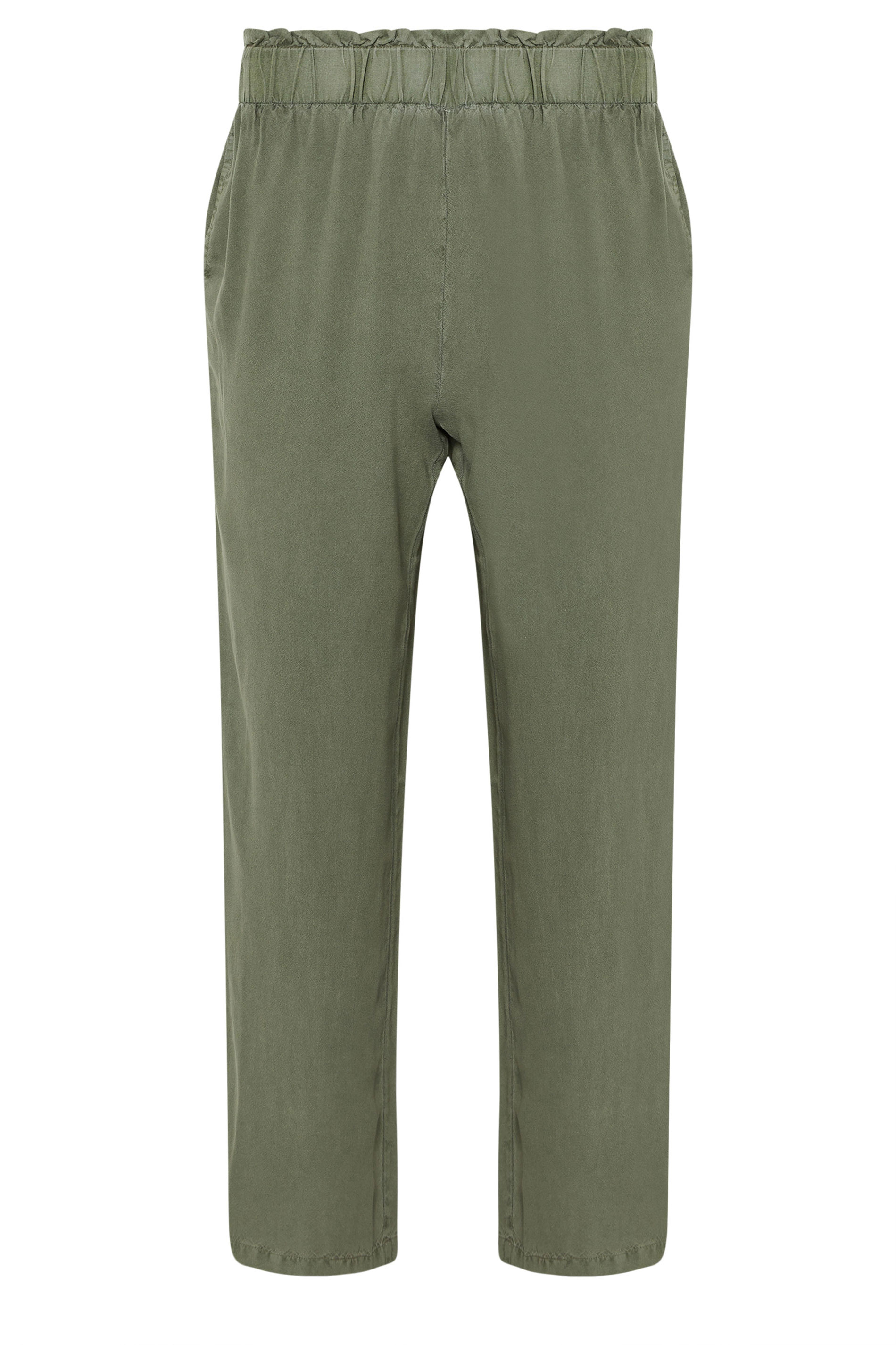PixieGirl Petite Women's Khaki Green Acid Wash Wide Leg Trousers | PixieGirl 5
