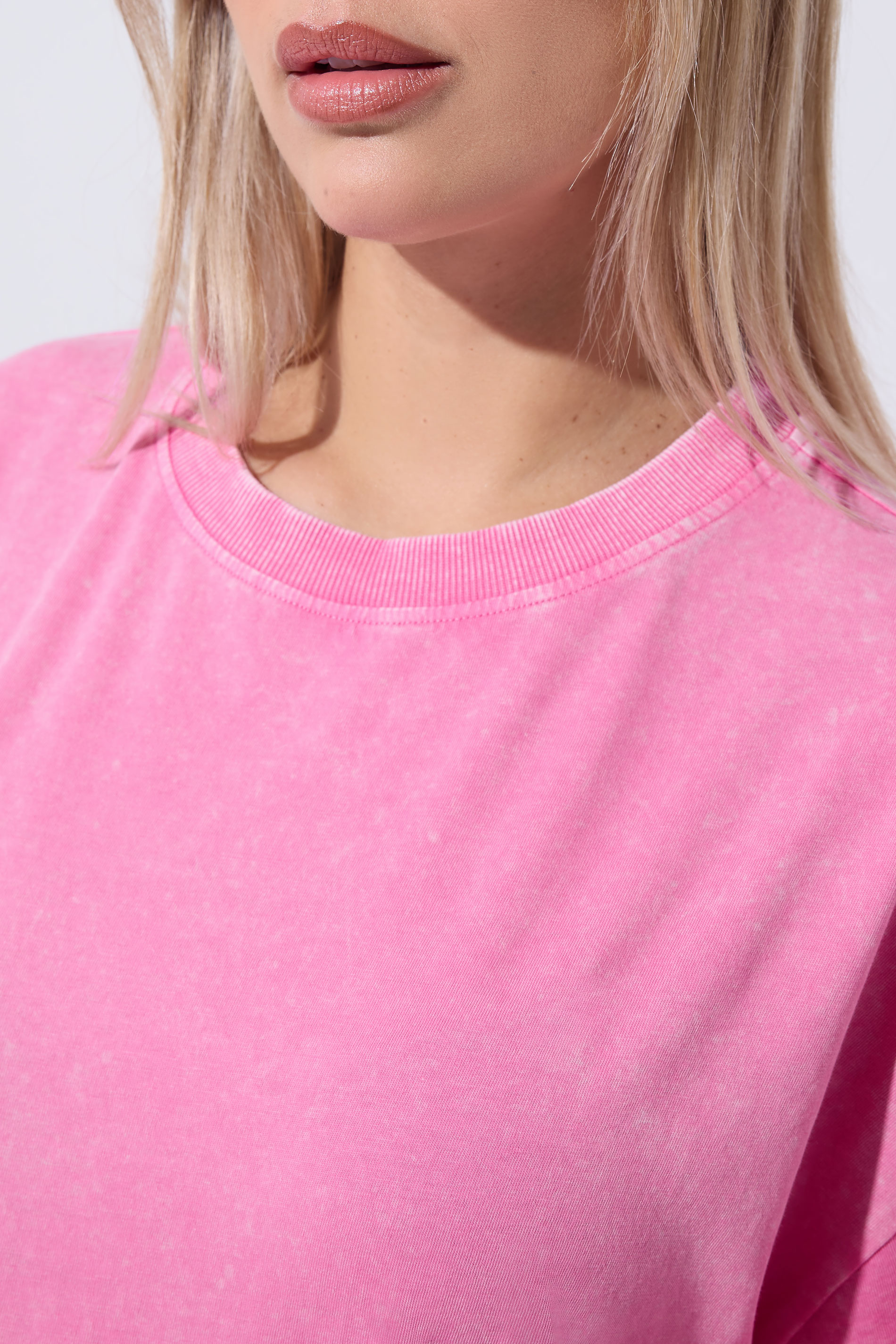 LIMITED COLLECTION Plus Size Pink Acid Wash T-Shirt | Yours Clothing 4