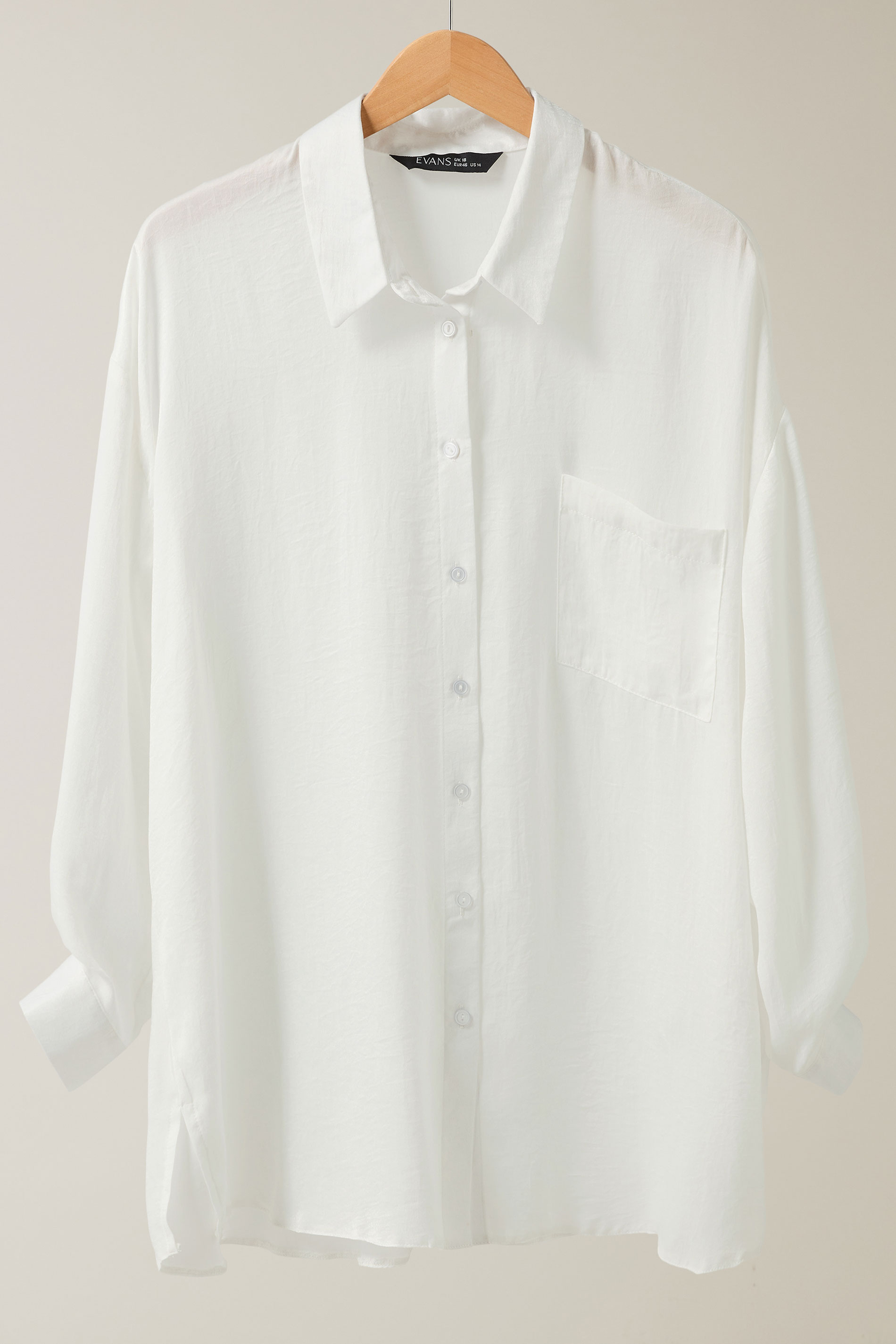 EVANS Plus Size White Metallic Button Through Shirt | Evans 5