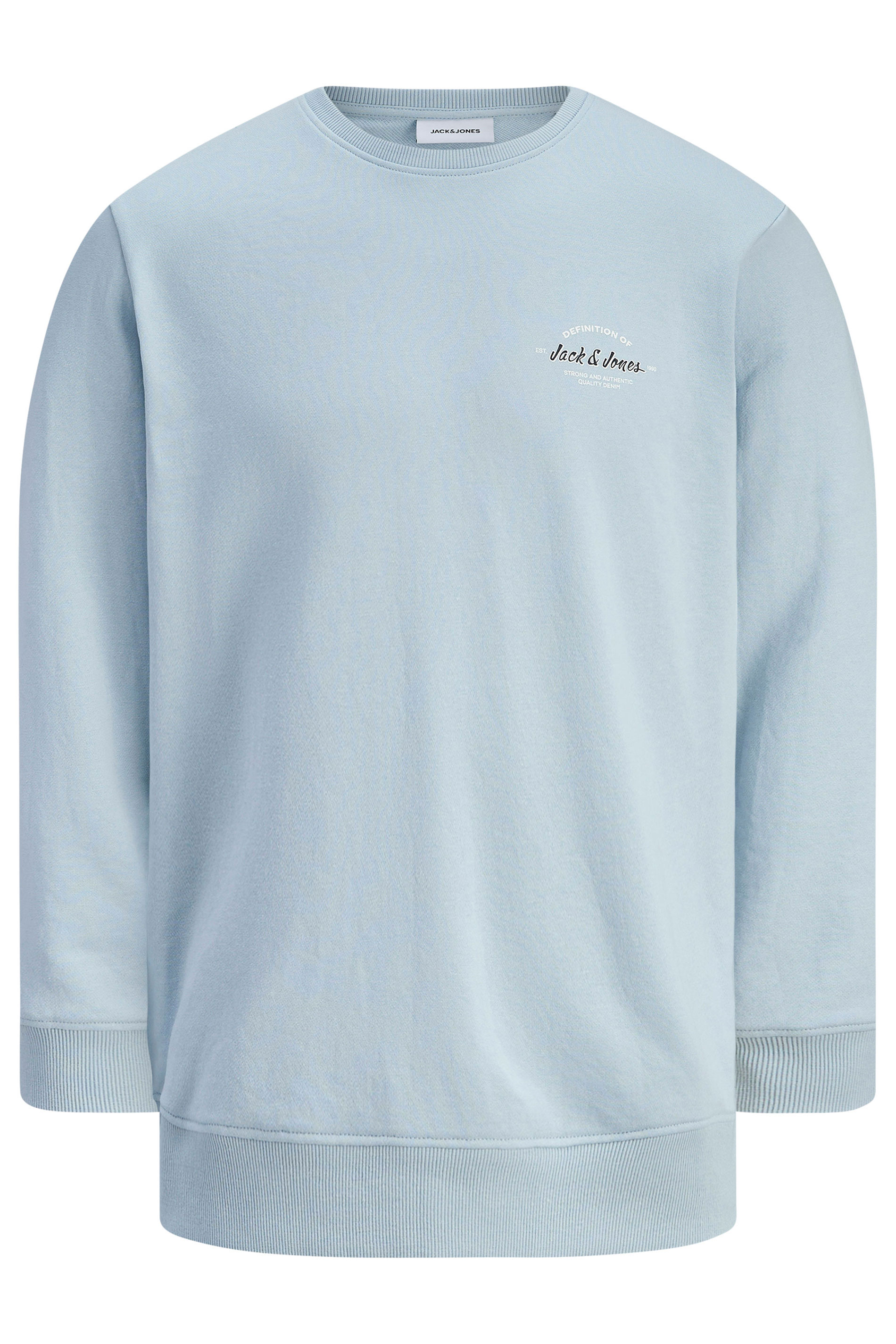 JACK & JONES Big & Tall Celestial Blue Logo Sweatshirt | BadRhino 2