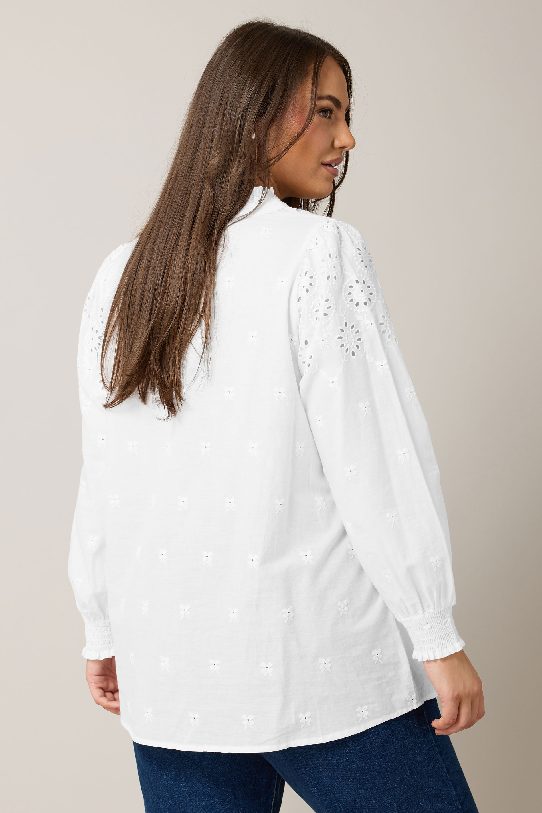 EVANS Plus Size White Broderie Cotton Blouse | Evans 2