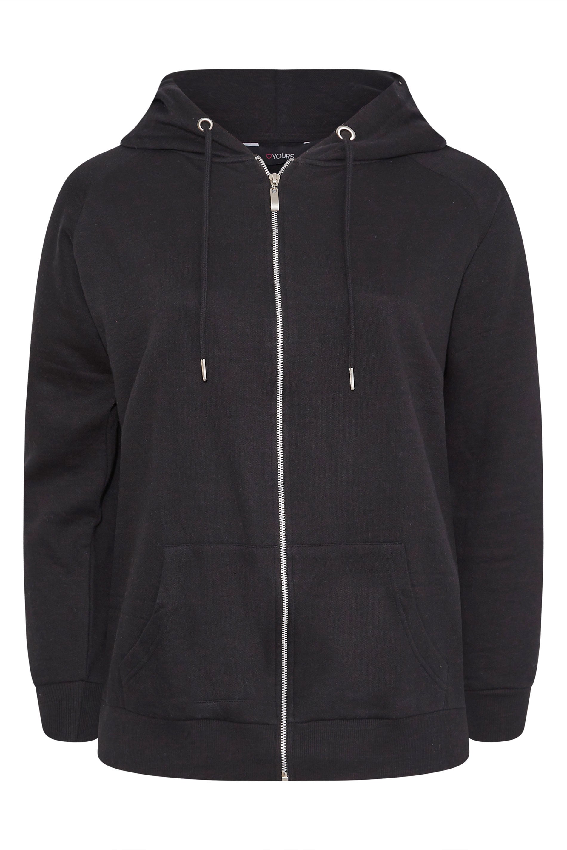 YOURS Plus Size Black Essential Zip Through Hoodie | Yours Clothing 7