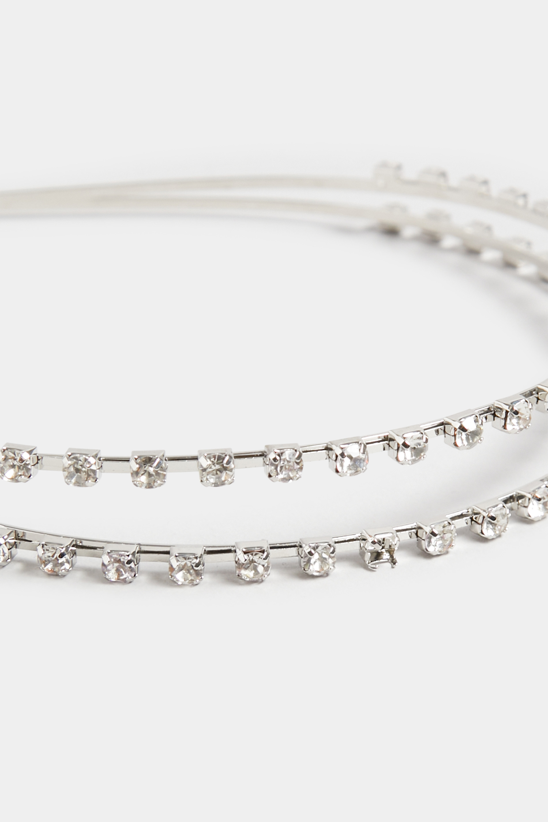 Silver Diamante Double Headband | Yours Clothing 2