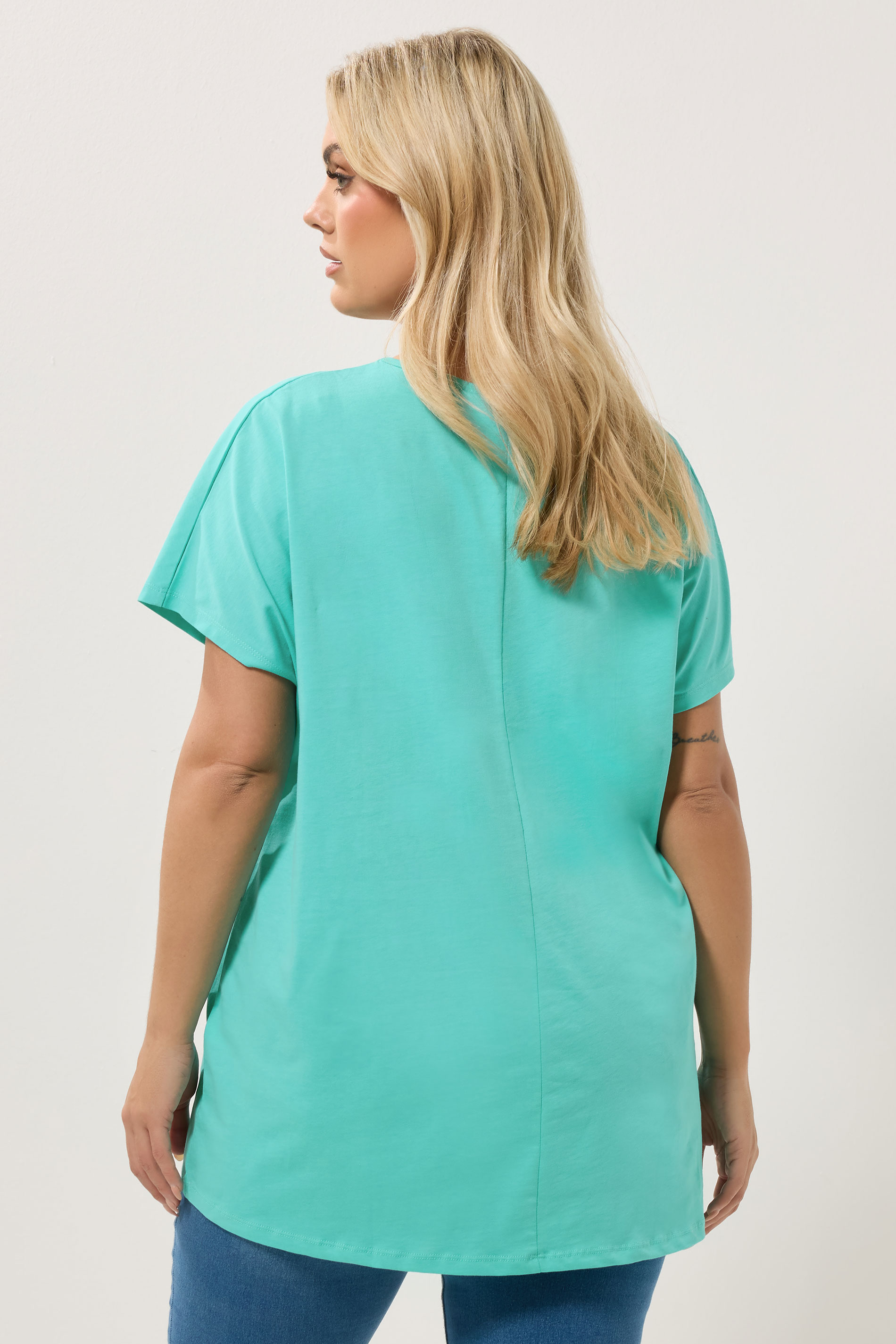 YOURS Plus Size Green Leopard Heart T-Shirt | Yours Clothing 4