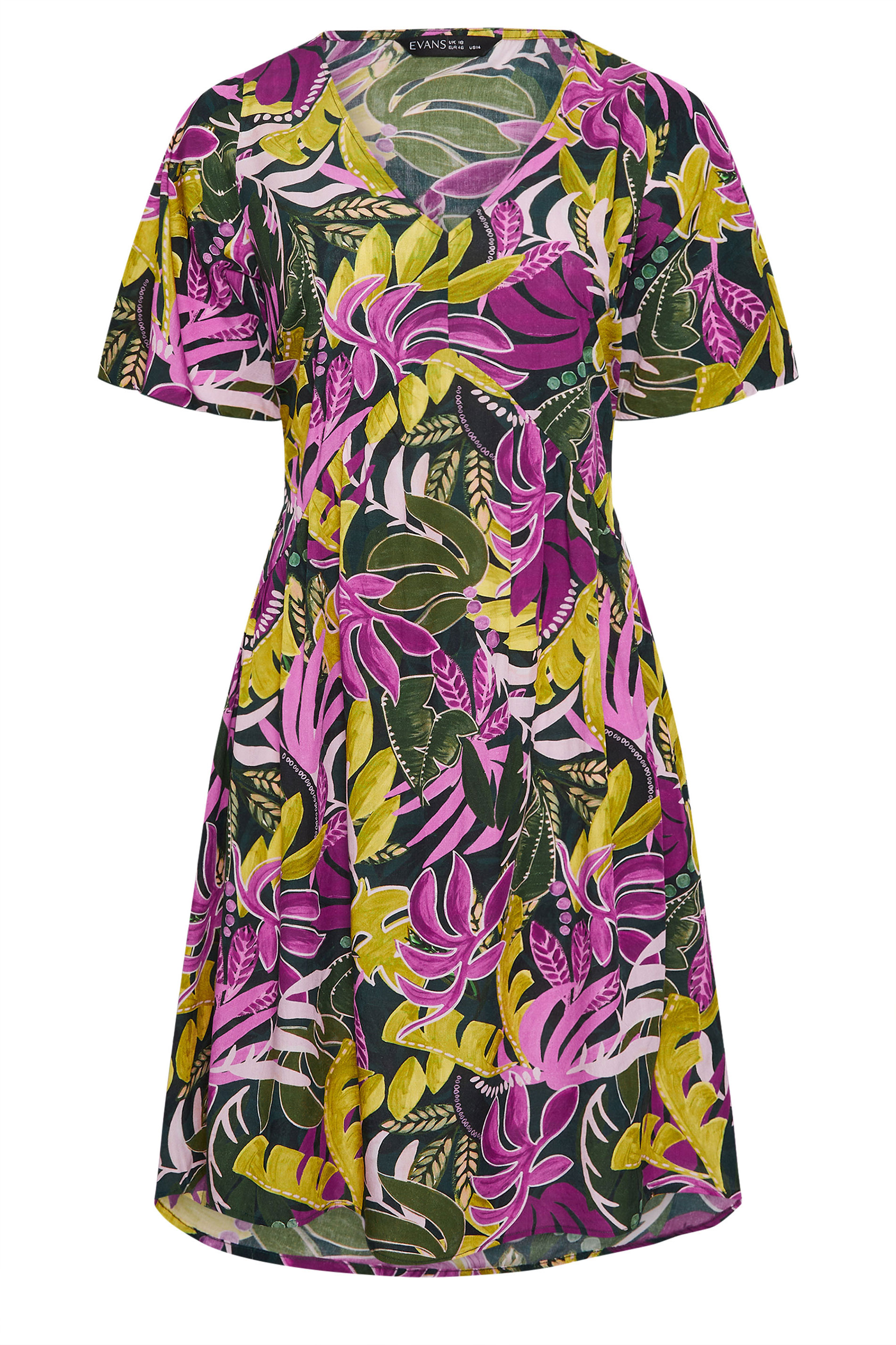 EVANS Plus Size Green Tropical Print Modal Midaxi Dress | Evans 5