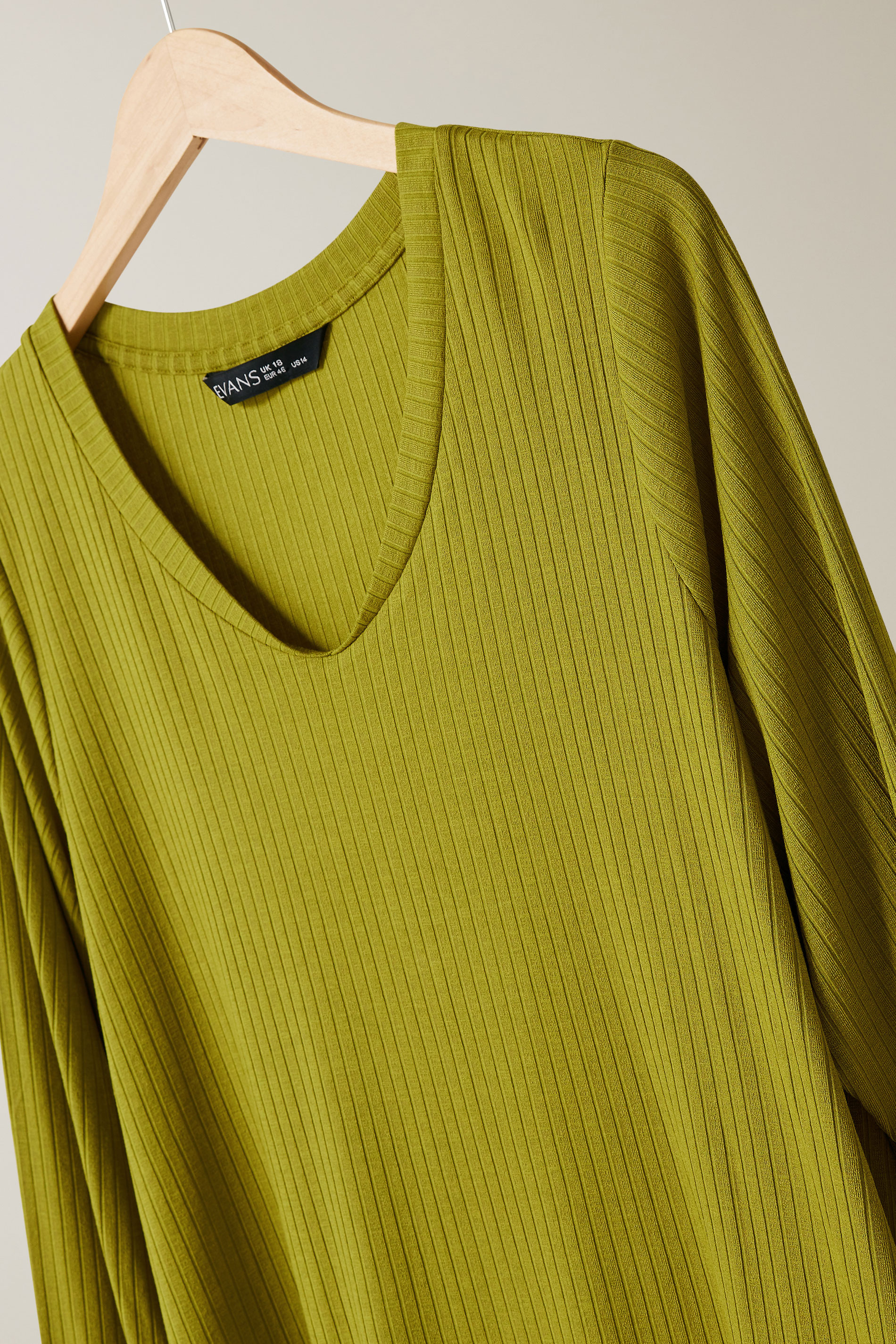 EVANS Plus Size Chartreuse Green Premium Ribbed Modal Blend Swing Top | Evans  6