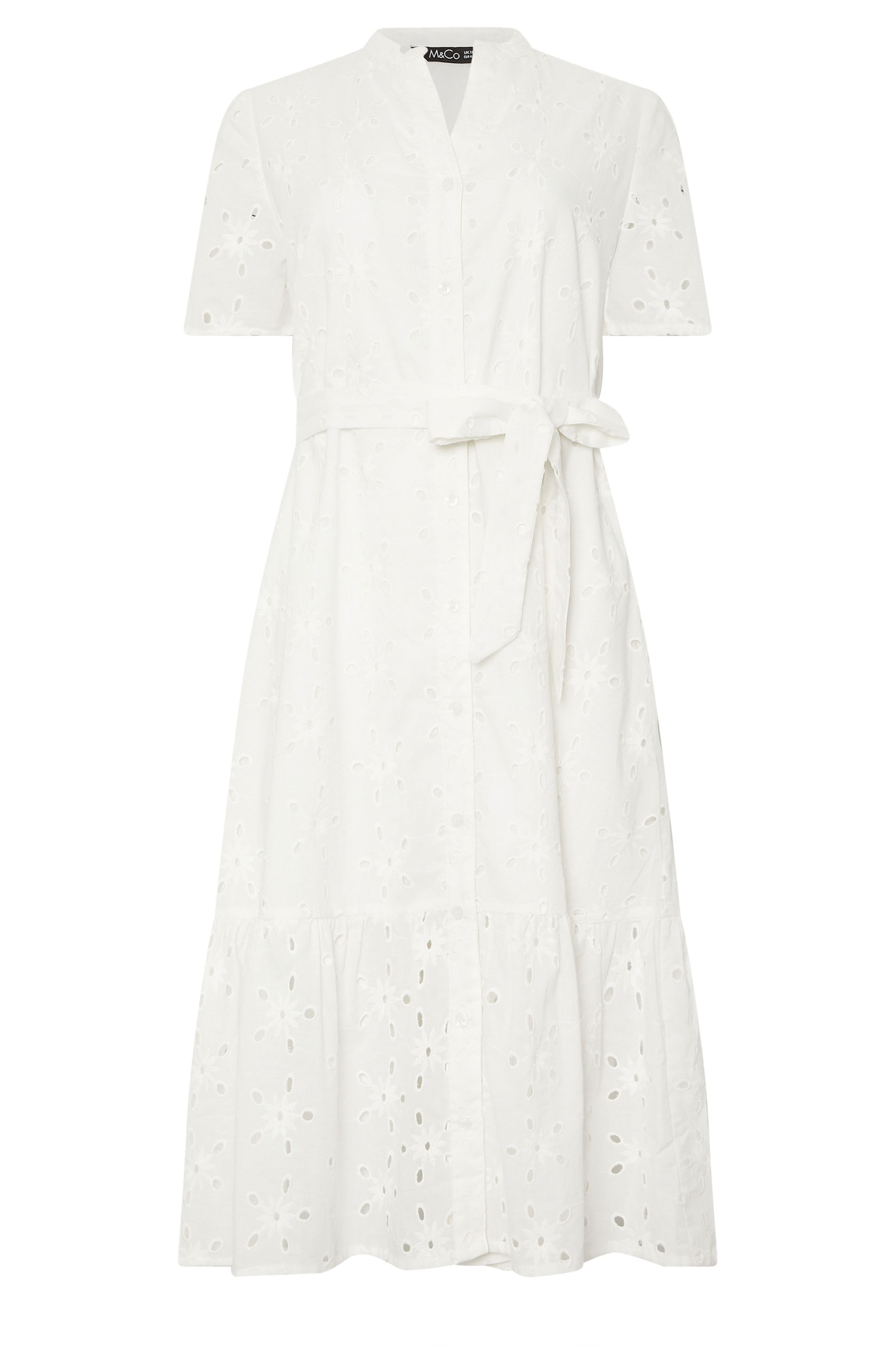M&Co White Cotton Broderie Button Through Dress | M&Co 6