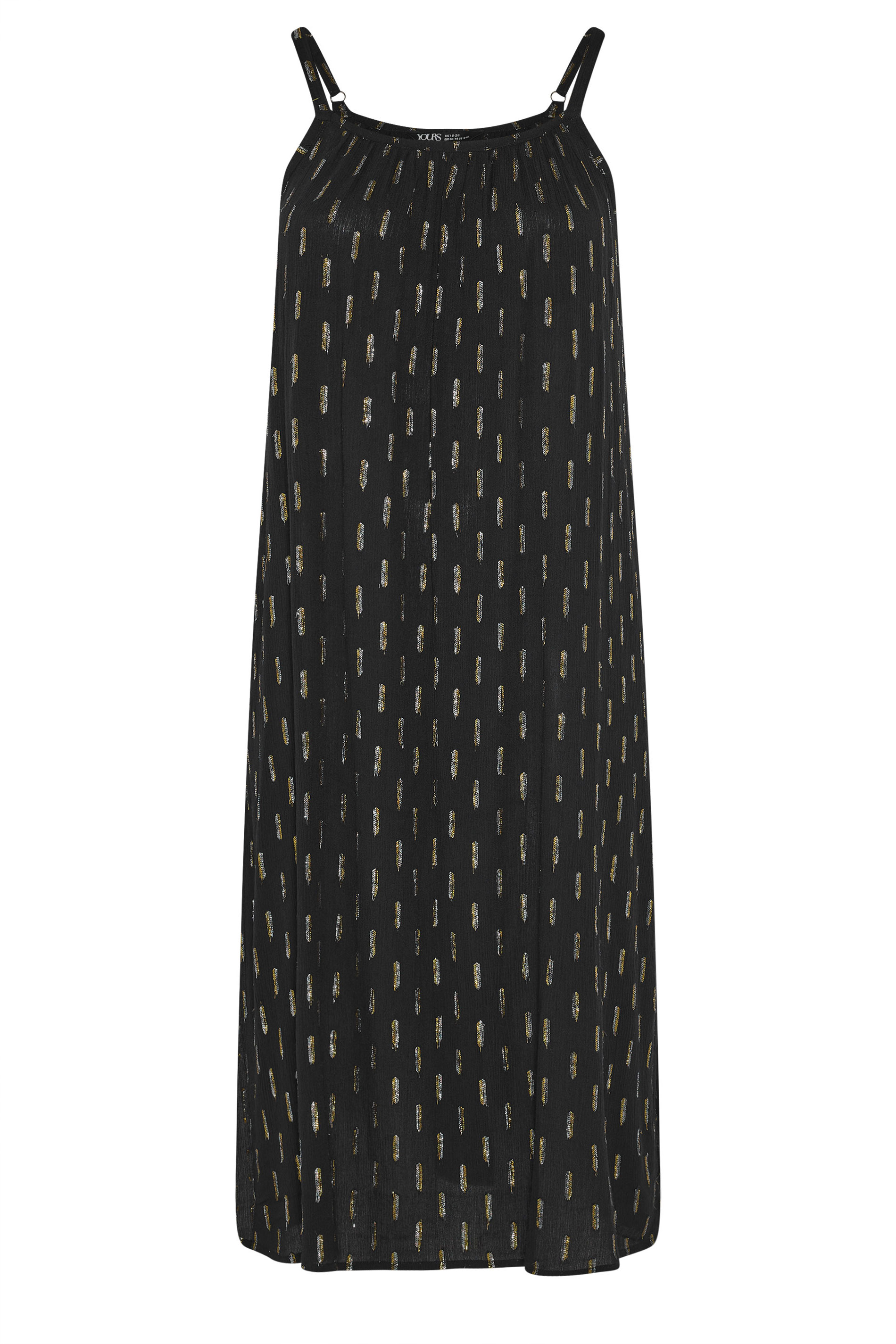 YOURS Plus Size Black Crinkle Metallic Midi Dress | Yours Clothing 7
