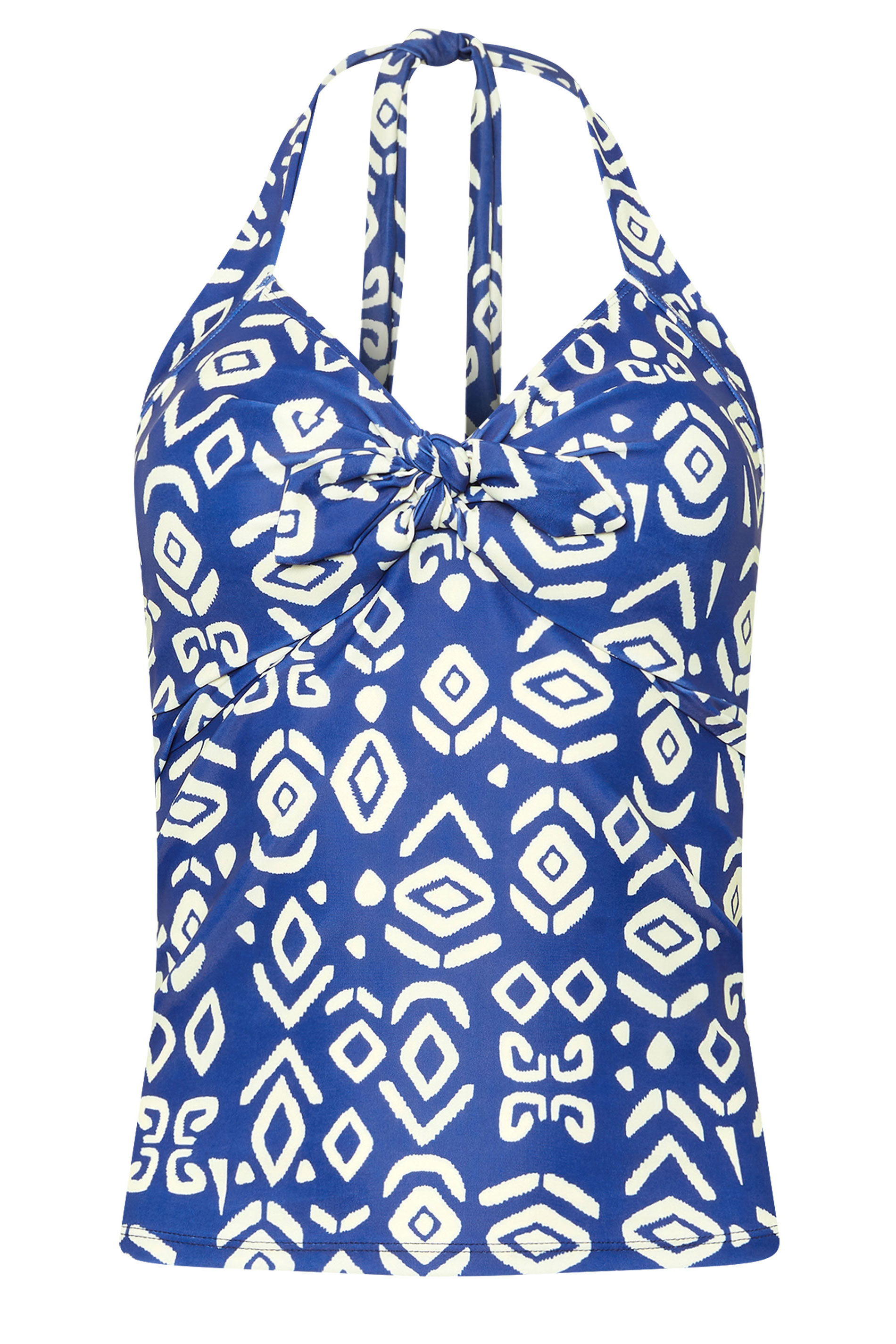 M&Co Cobalt Blue Ikat Print Halter Neck Tankini Top | M&Co 7