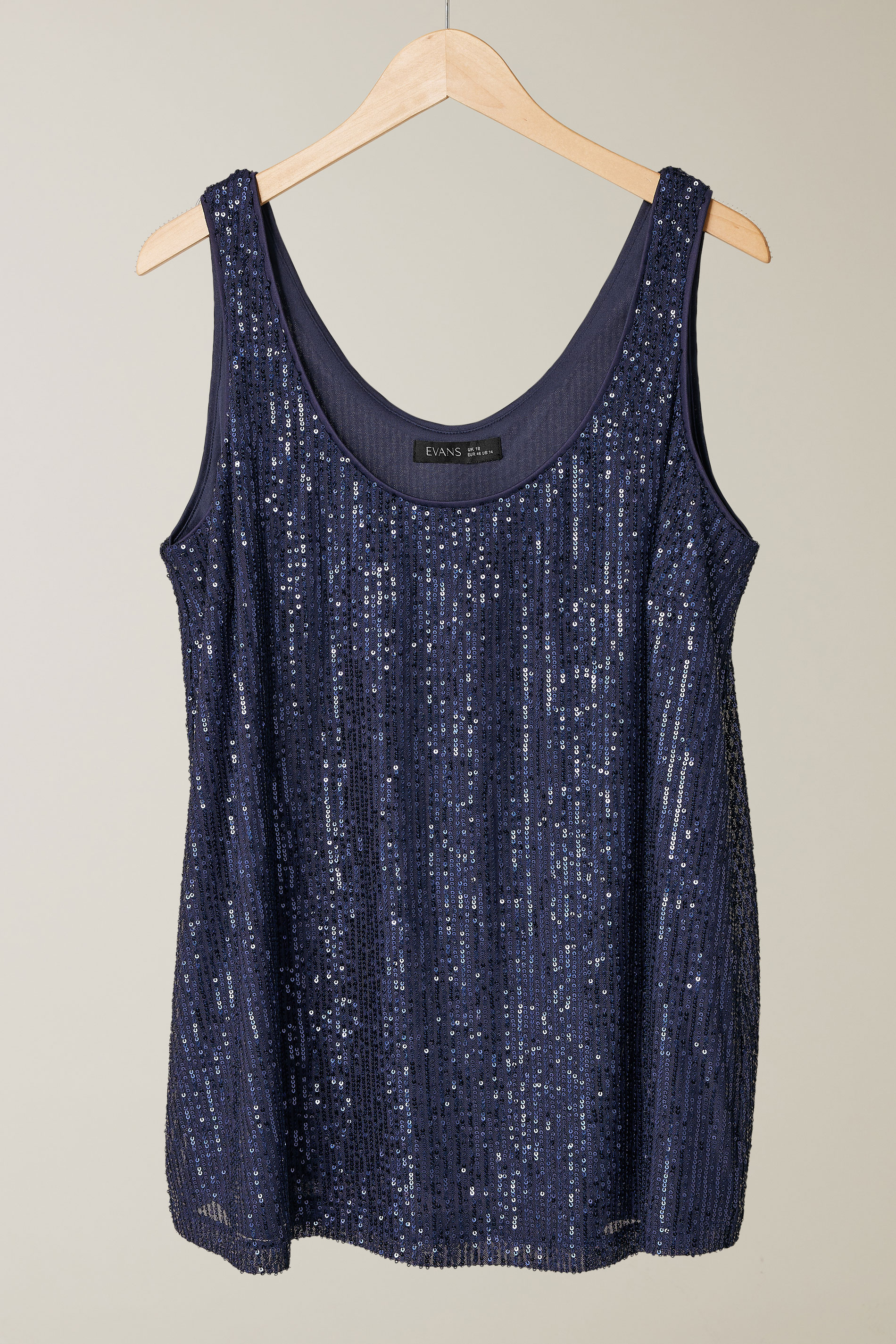 EVANS Plus Size Navy Blue Sequin Embellished Vest Top | Evans  6