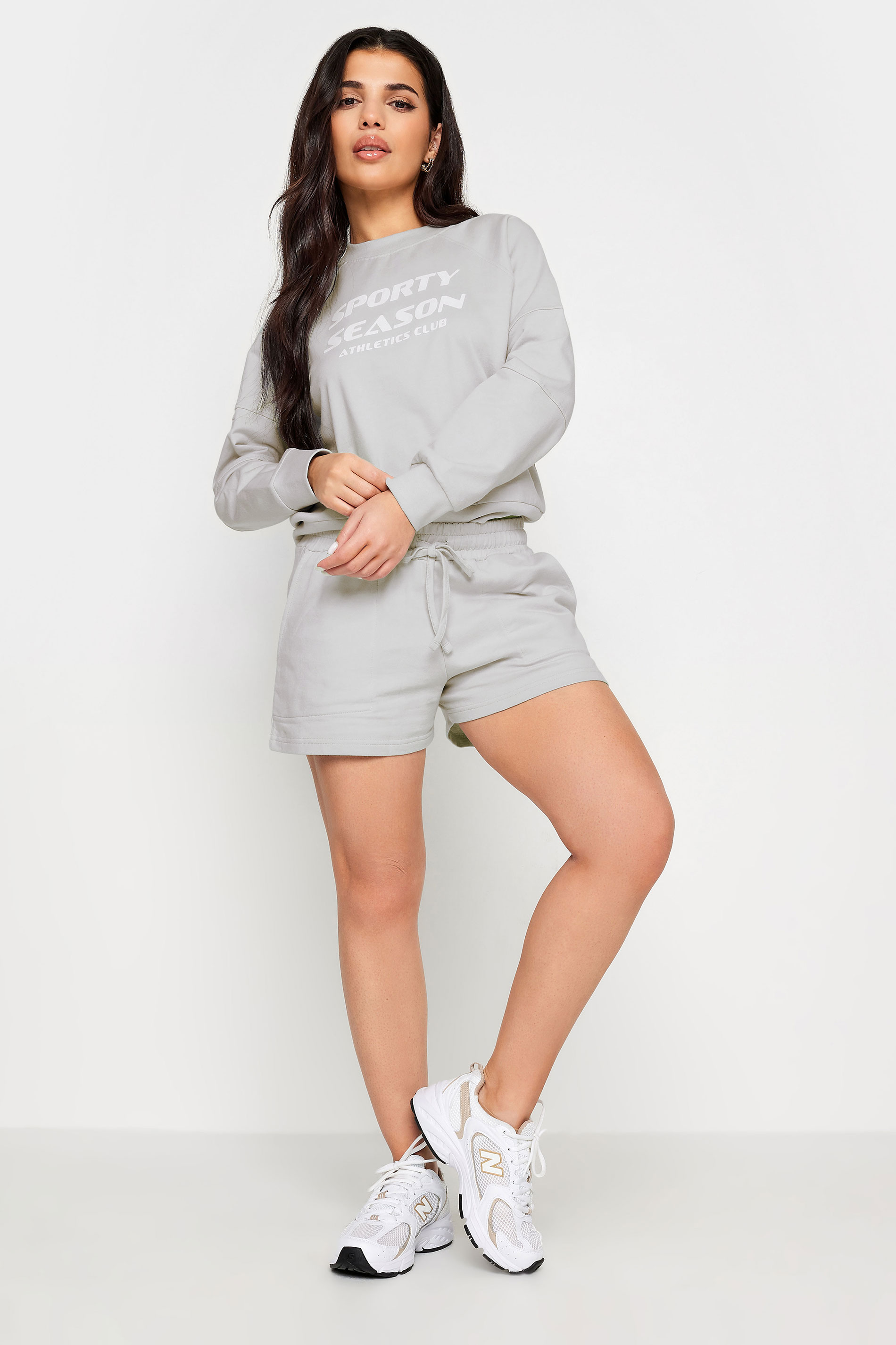 PixieGirl Petite Womens Light Grey Jogger Shorts | PixieGirl 3