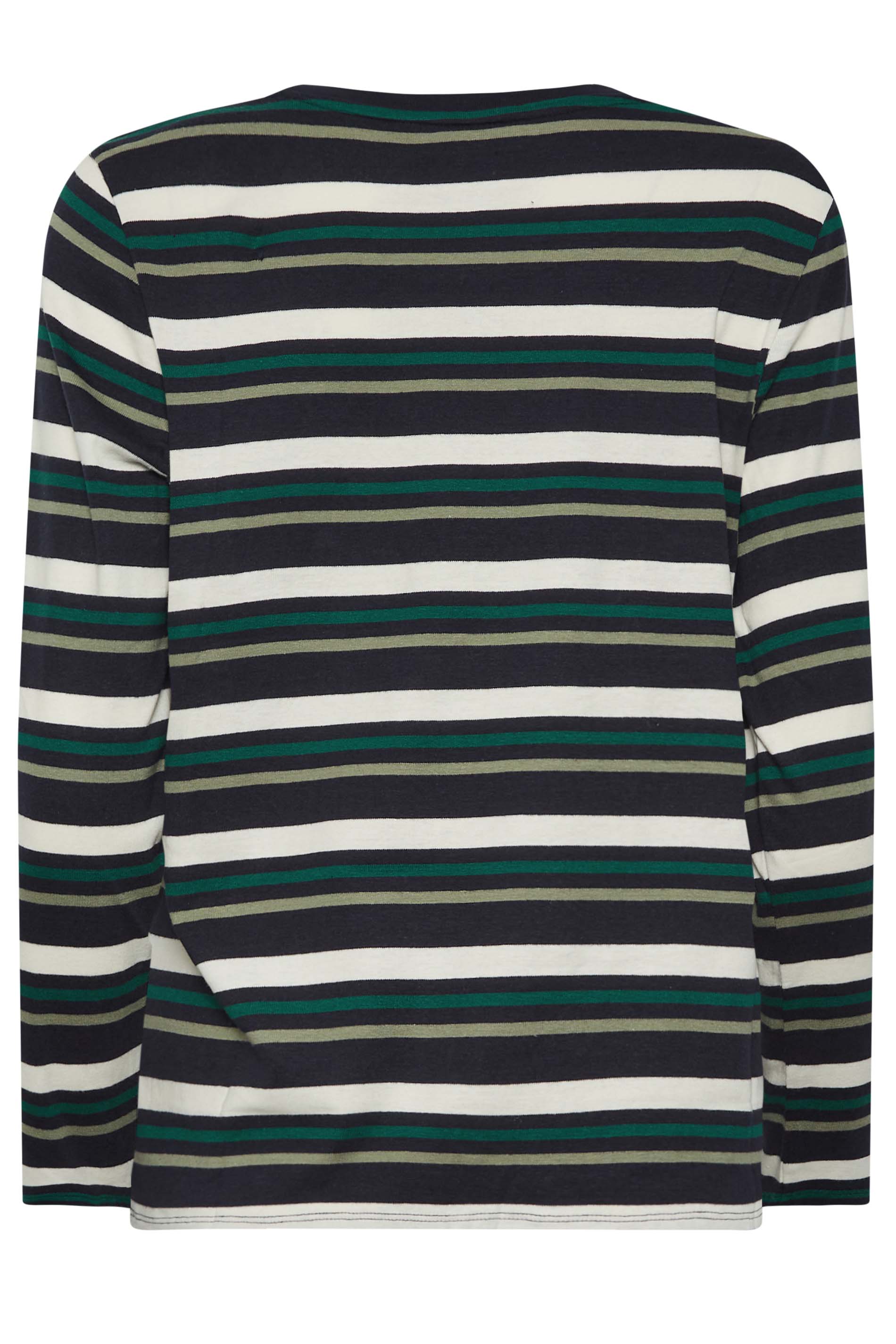 M&Co Green Teal Stripe Cotton Blend Long Sleeve Top | M&Co