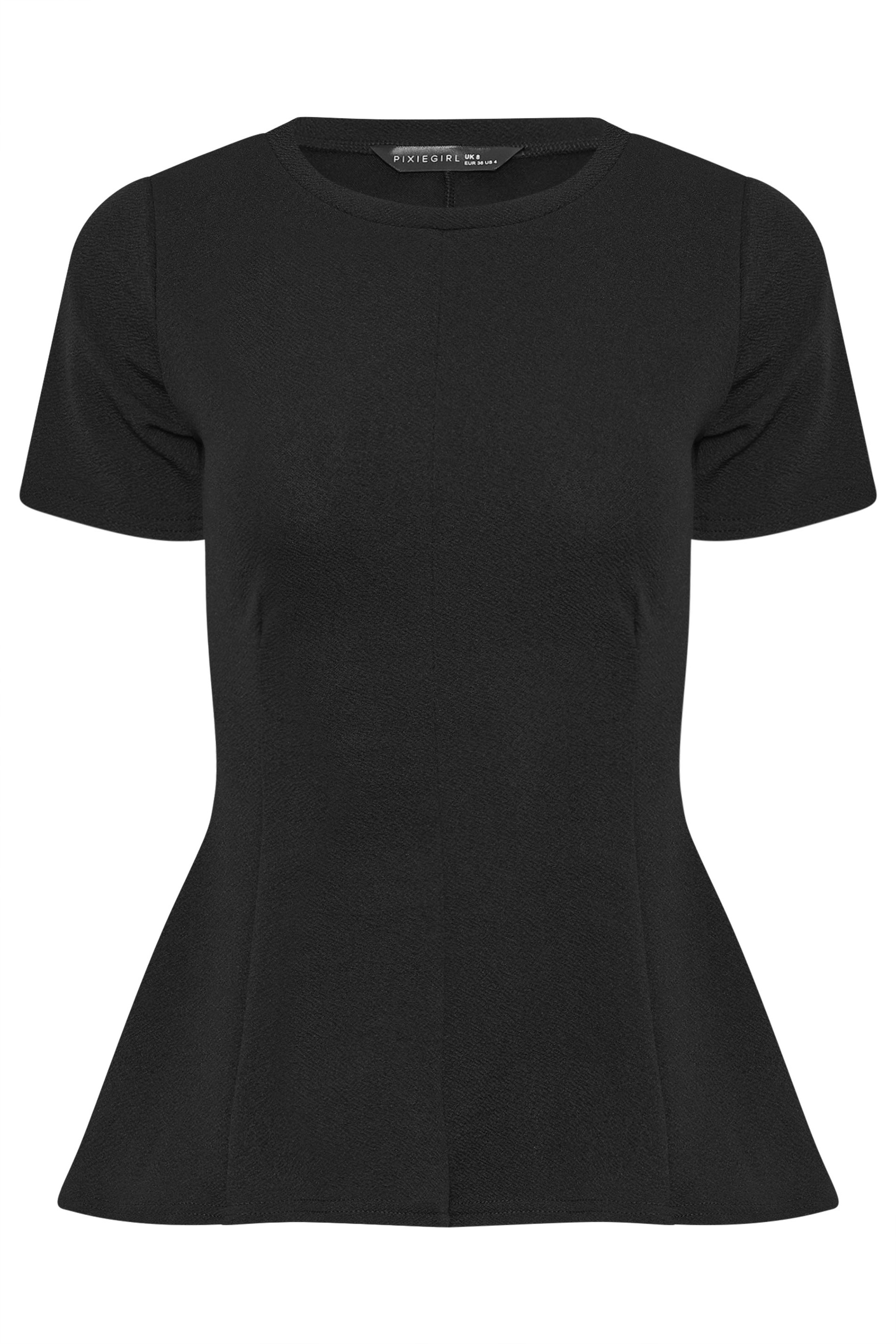 PixieGirl Petite Women's Black Cotton Cinched Waist Top | PixieGirl 5