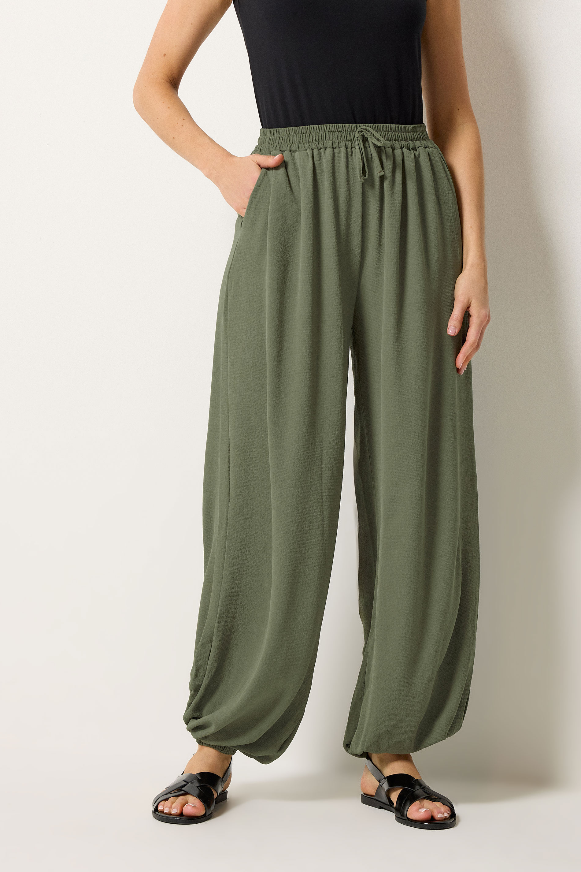 LTS Tall Women's Khaki Green Balloon Trousers | Long Tall Sally 1