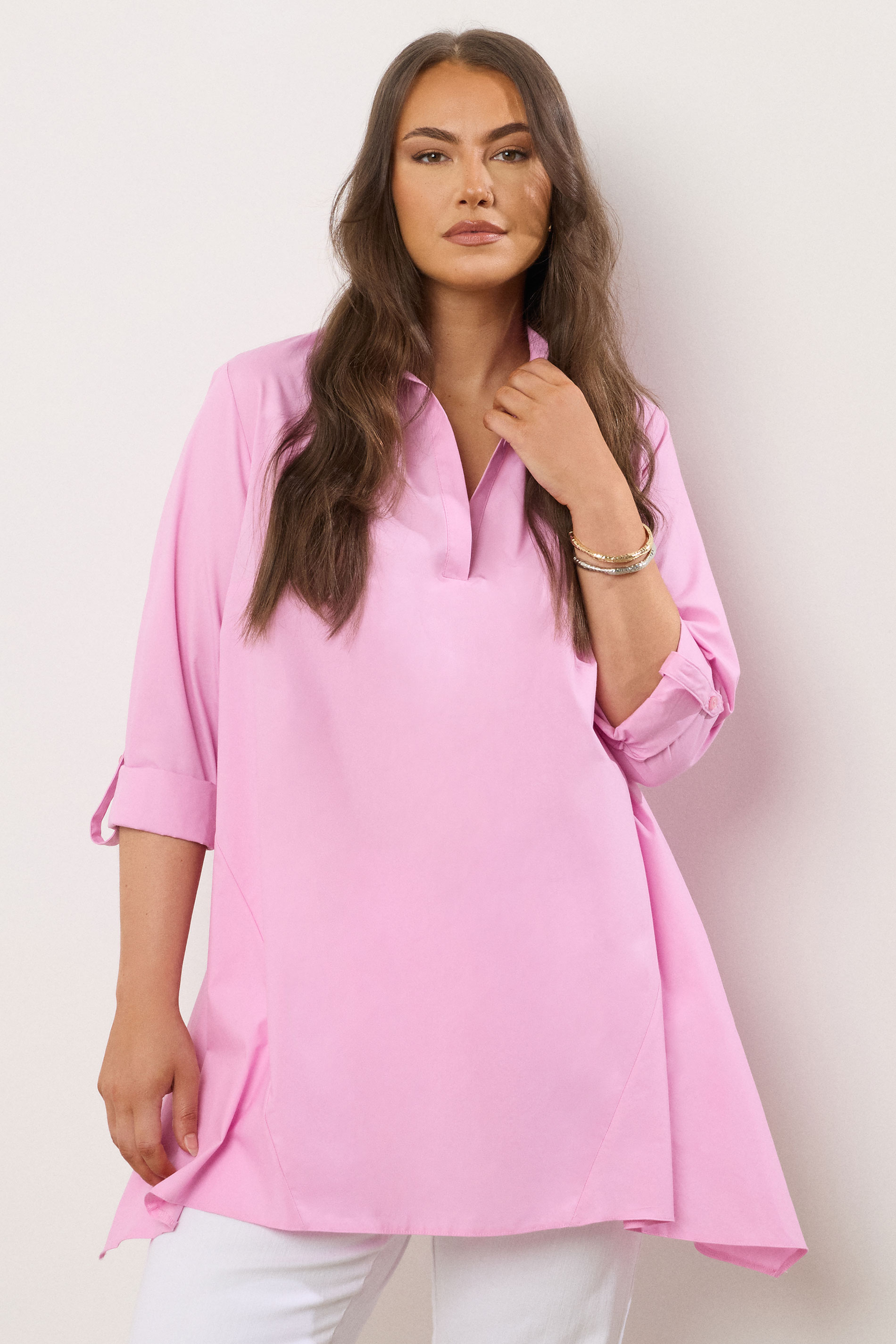 EVANS Plus Size Pink Overhead Shirt | Evans 3