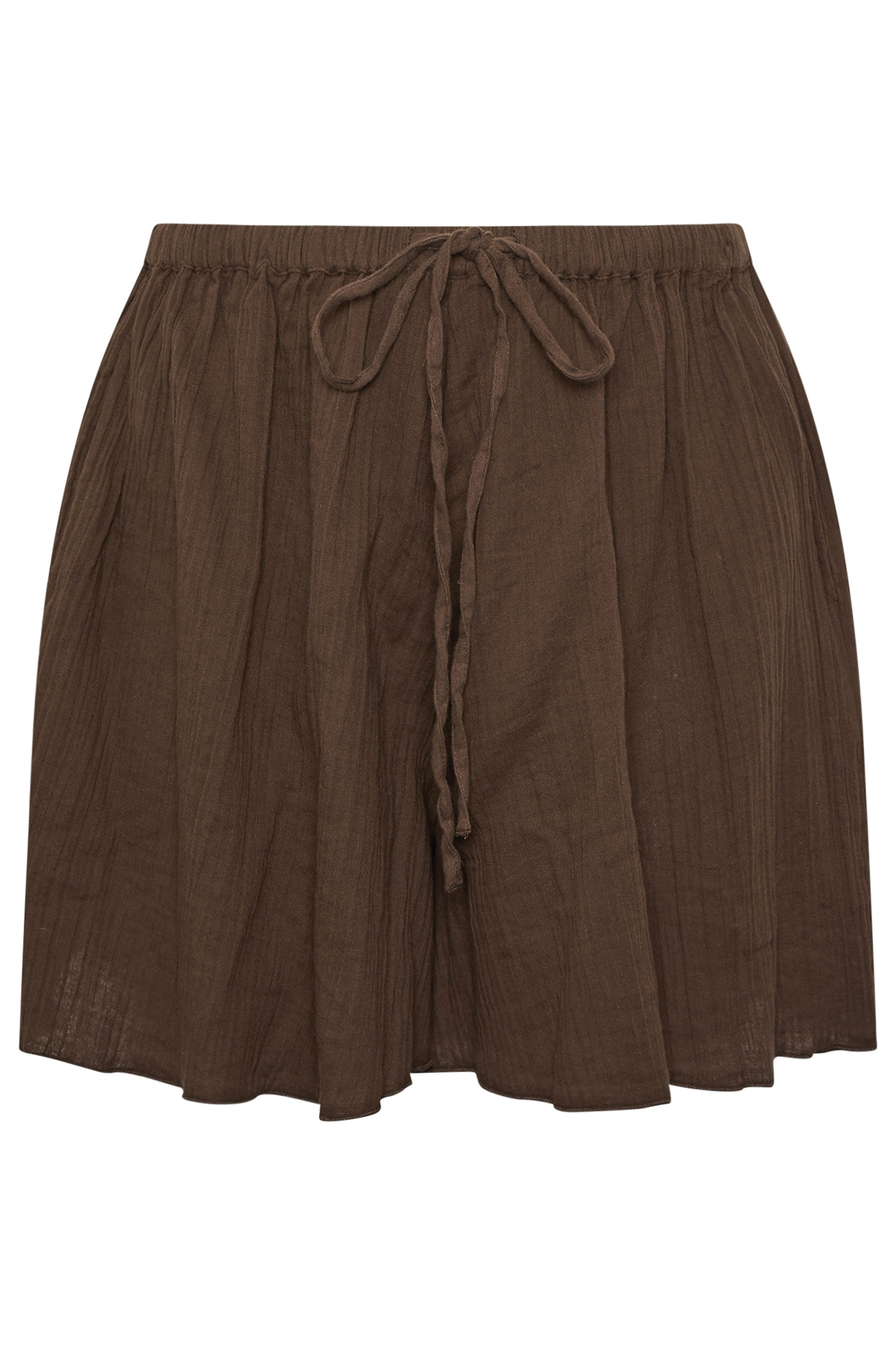 LIMITED COLLECTION Plus Size Chocolate Brown Cheesecloth Shorts | Yours Clothing 6