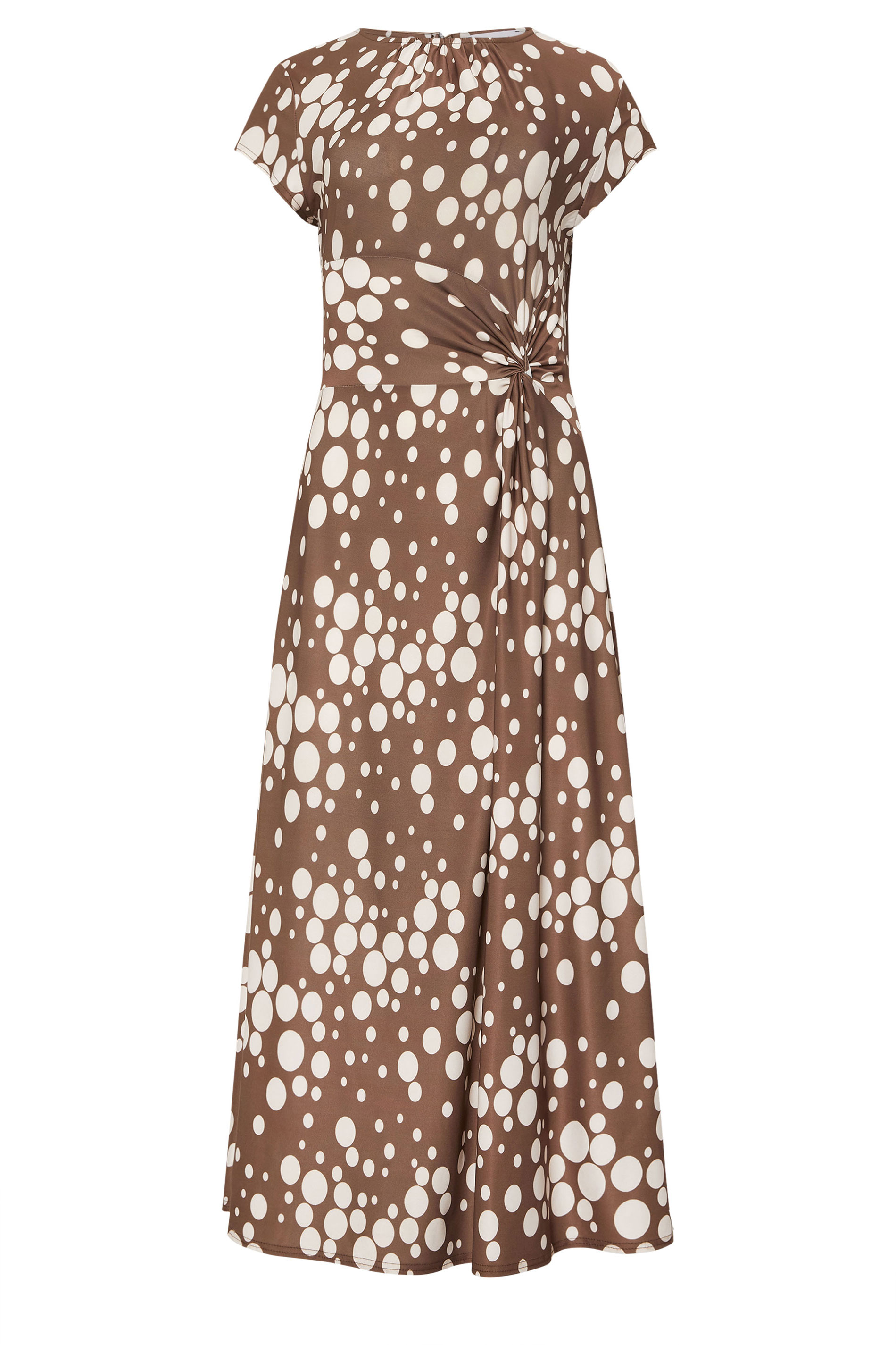 M&Co Mocha Brown Spot Print Twist Midi Dress | M&Co 5