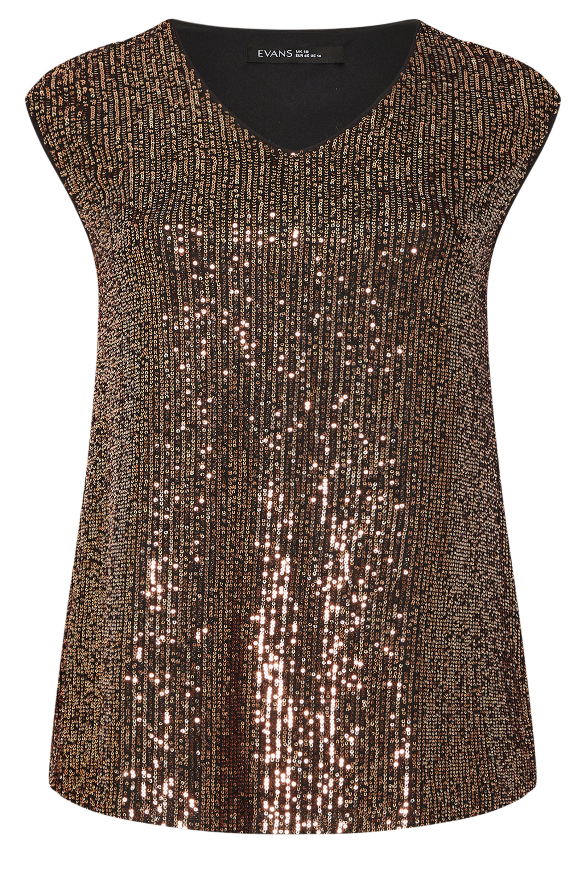 EVANS Plus Size Gold Sequin Embellished Vest Top | Evans 5