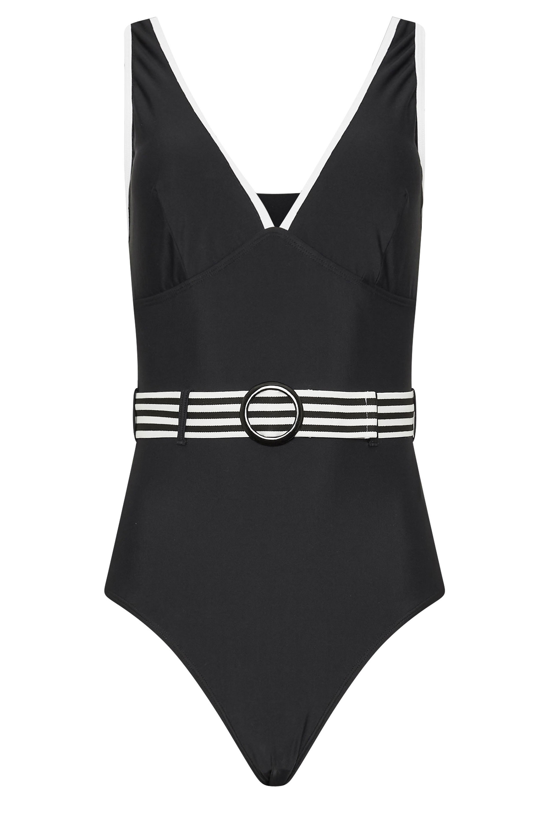 LTS Tall Women's Black Monochrome Belted Swimsuit | Long Tall Sally 8