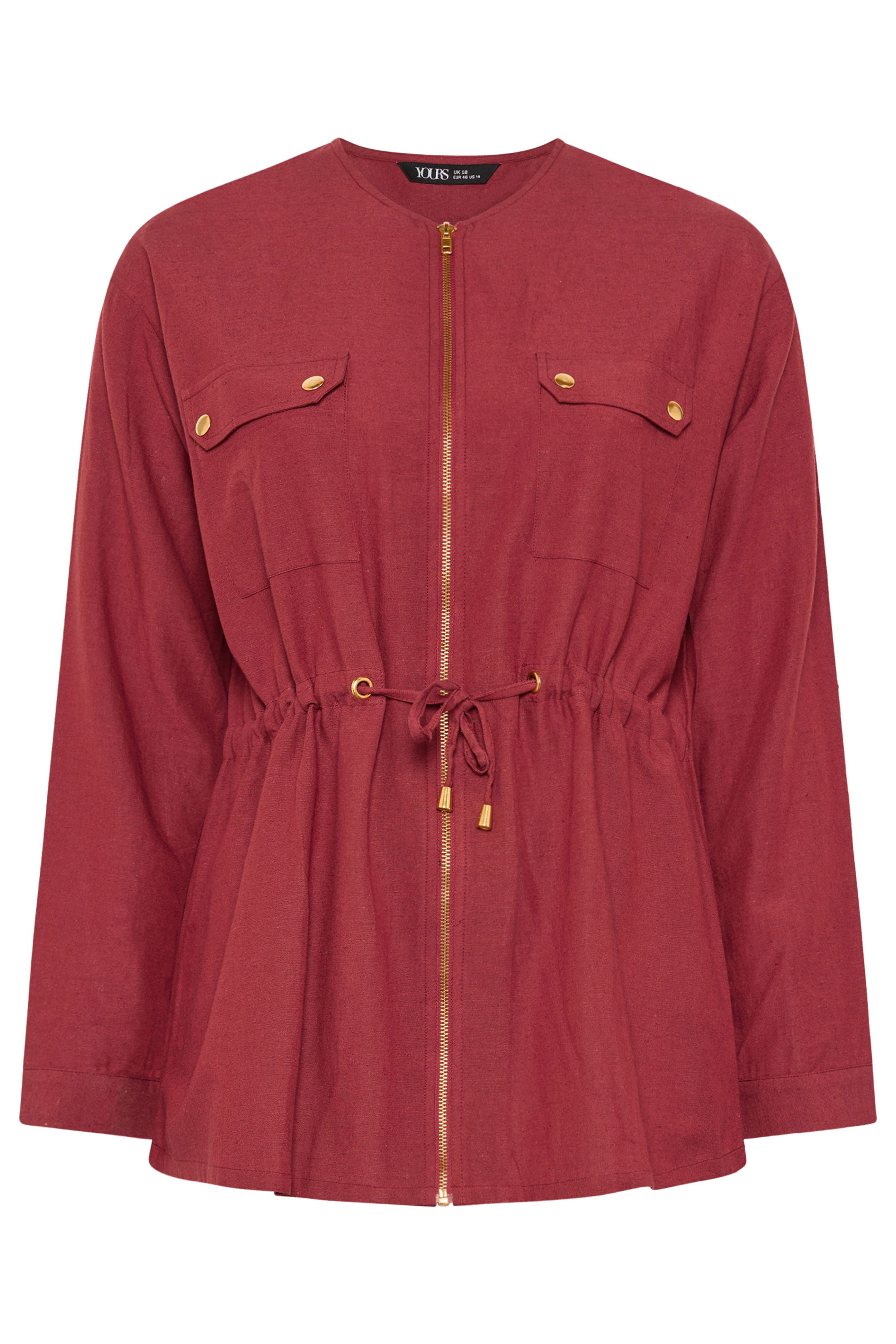 YOURS Plus Size Red Linen Shacket | Yours Clothing 7