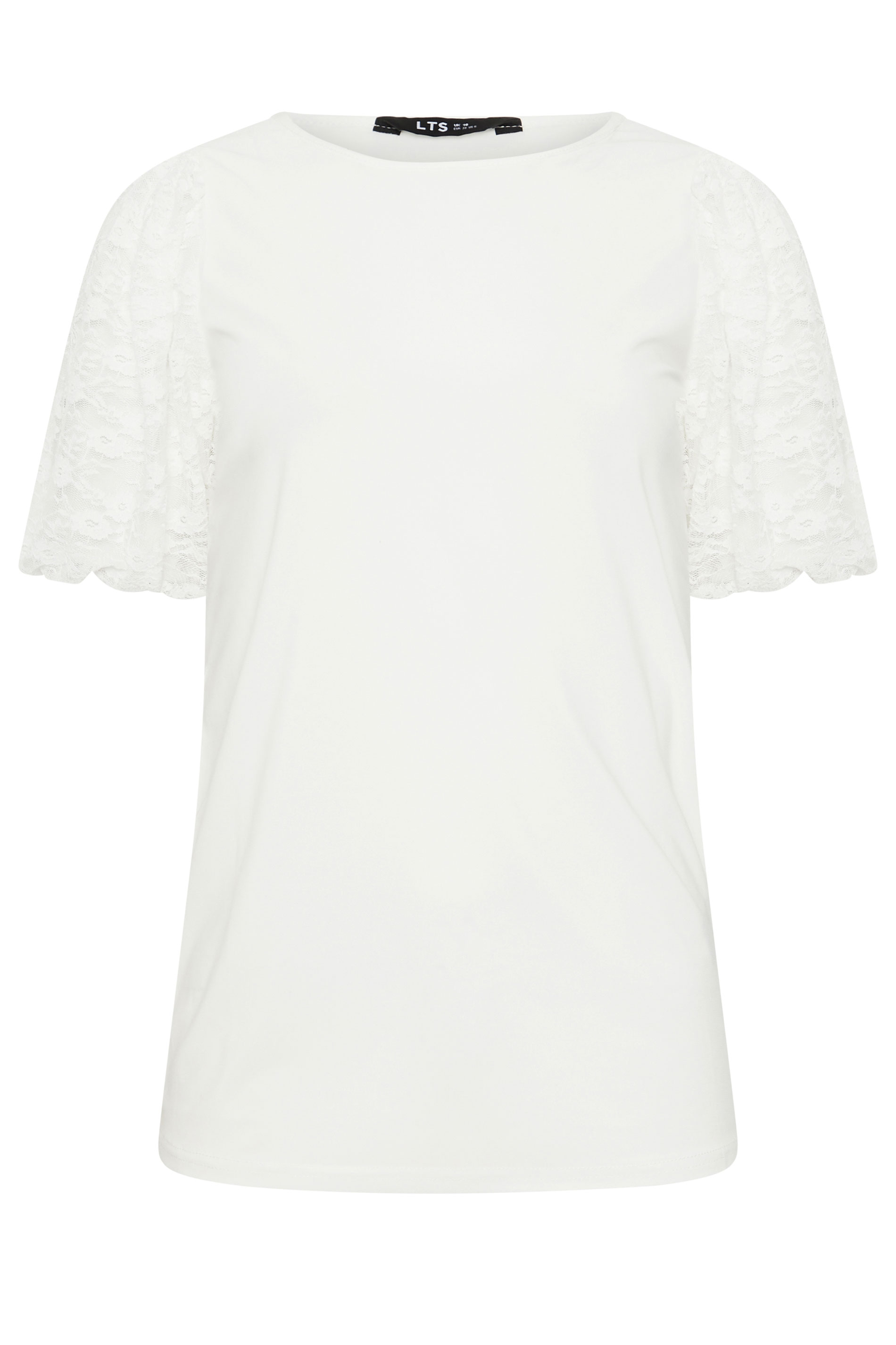LTS Tall Women's White Lace Sleeve T-Shirt | Long Tall Sally 6