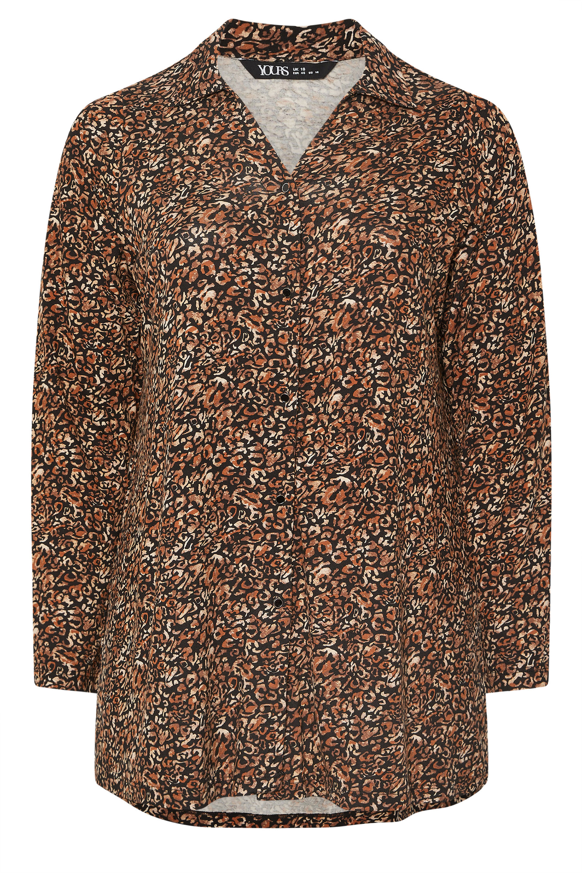 YOURS Plus Size Brown Jersey Leopard Print Shirt | Yours Clothing 5