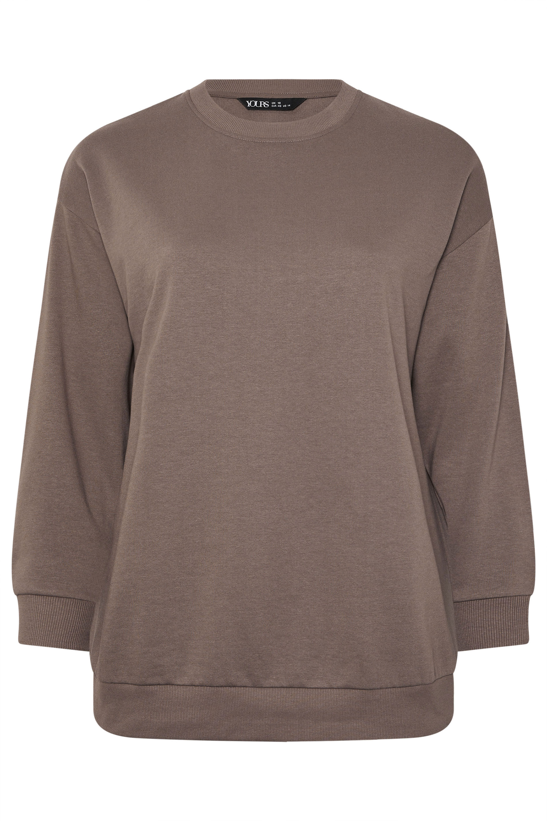 YOURS Plus Size Chocolate Brown Sweatshirt | Yours Clothing 6