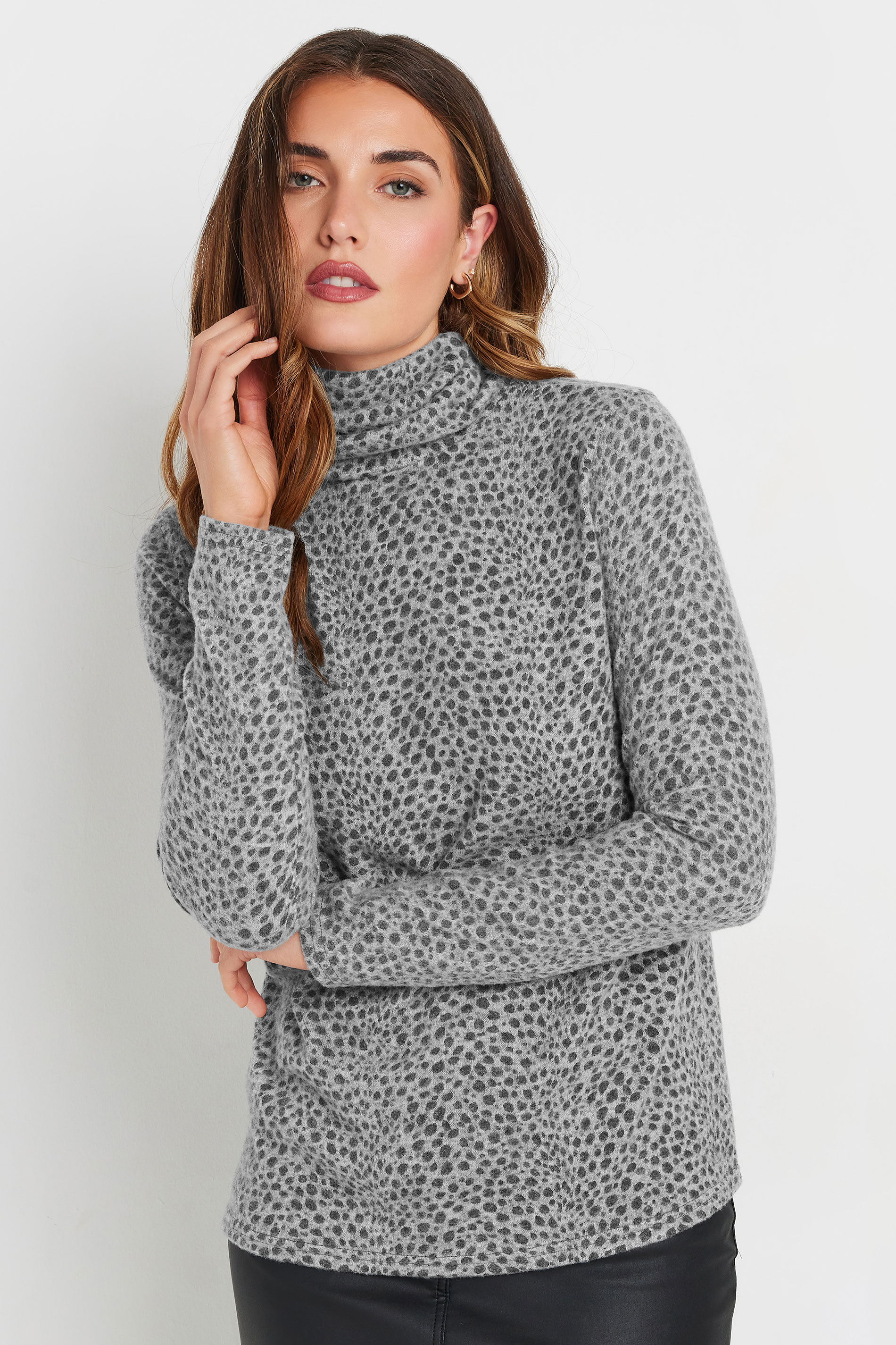 LTS Tall Grey Soft Touch Animal Print Top | Long Tall Sally 3