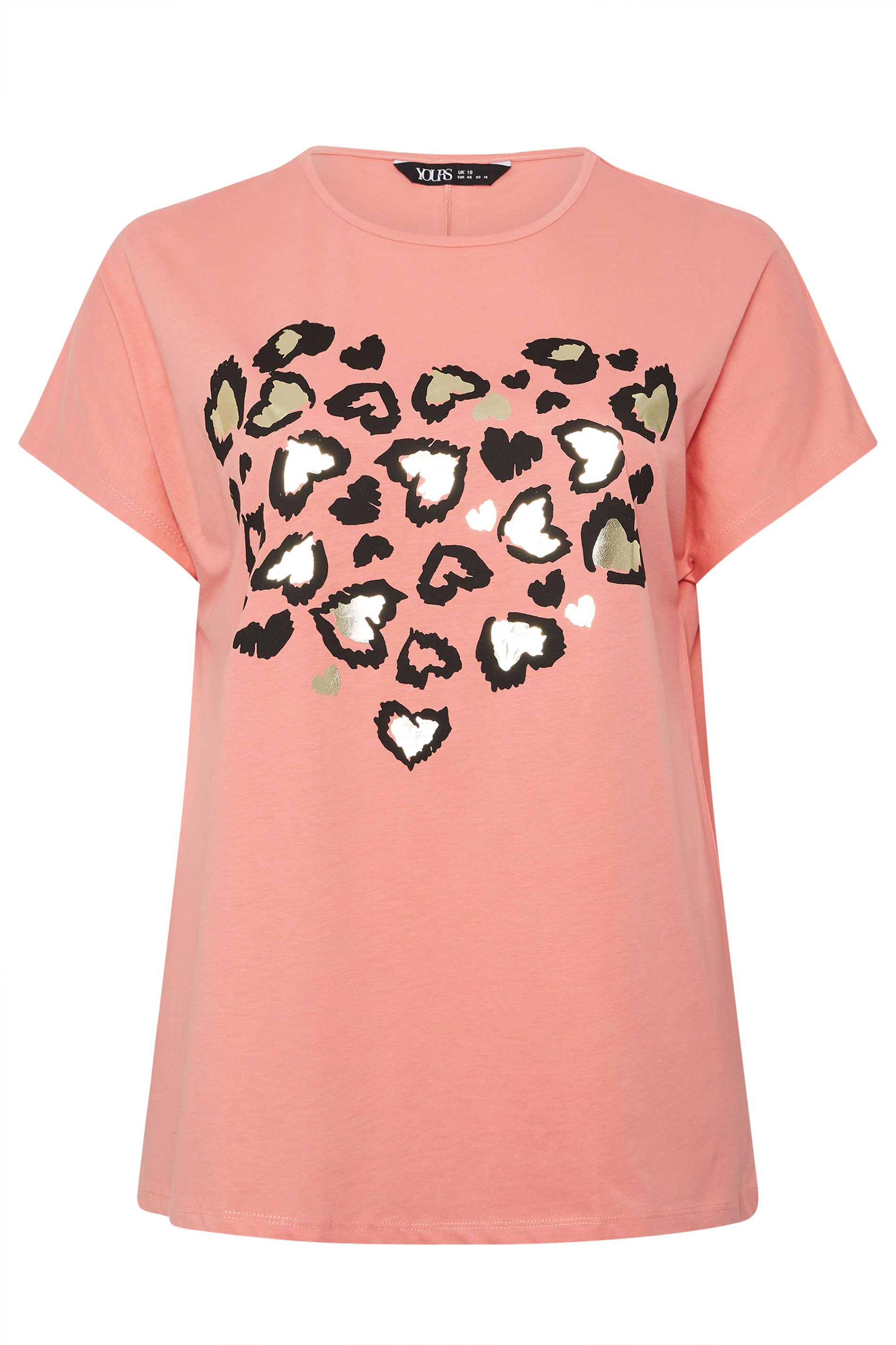YOURS Plus Size Orange Leopard Heart T-Shirt | Yours Clothing 5